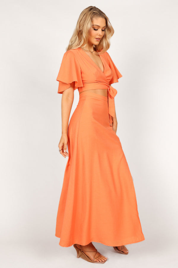 SETS Alaia Wrap Skirt Two Piece Set - Orange Sorbet