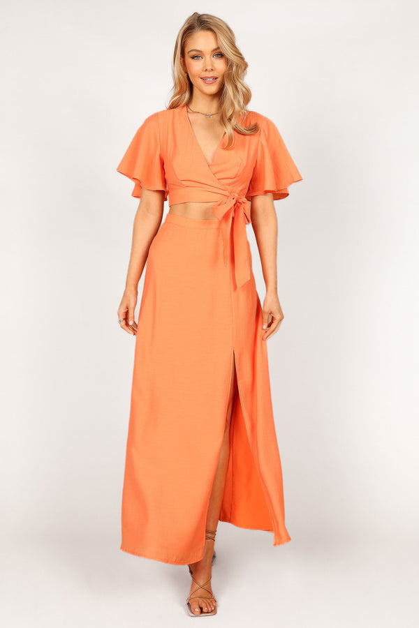 SETS Alaia Wrap Skirt Two Piece Set - Orange Sorbet