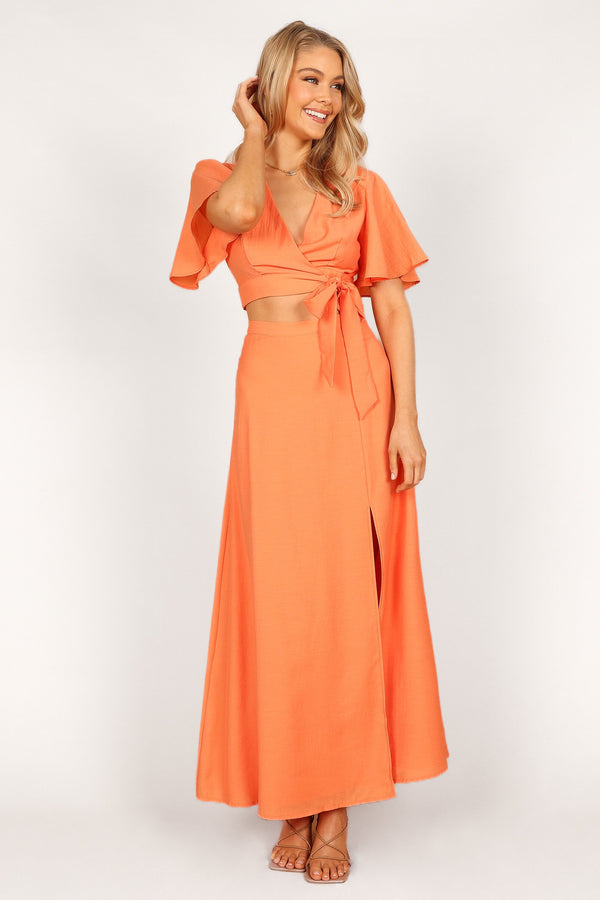 SETS Alaia Wrap Skirt Two Piece Set - Orange Sorbet