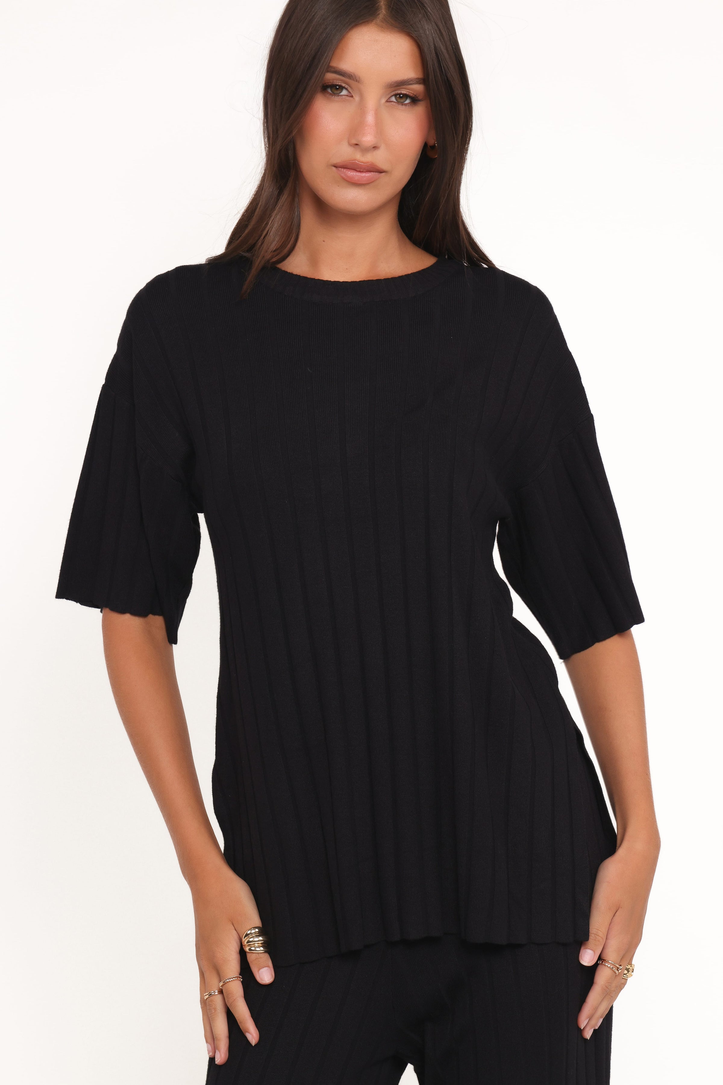SETS Alix Ribbed Knit Set - Black