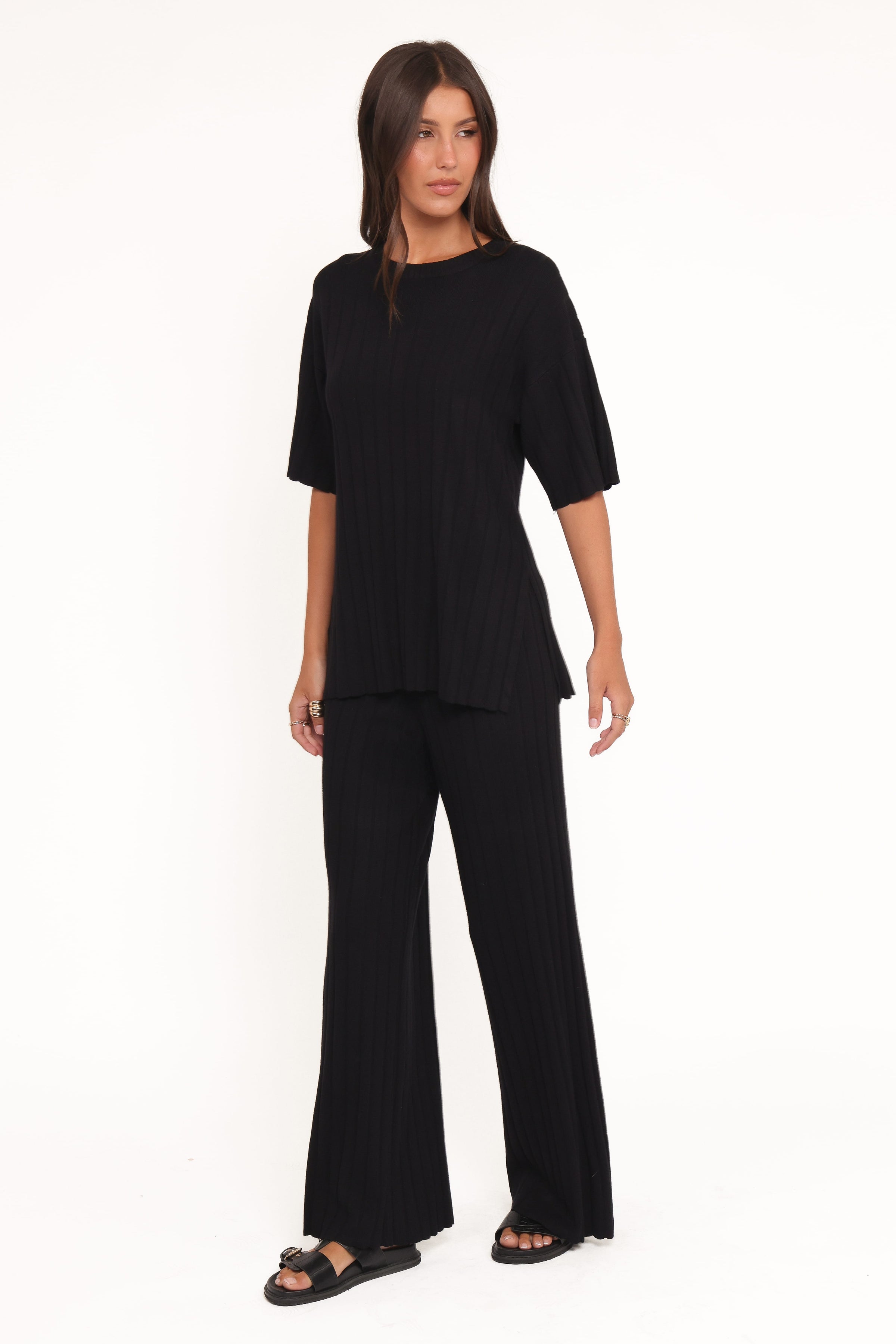 SETS Alix Ribbed Knit Set - Black