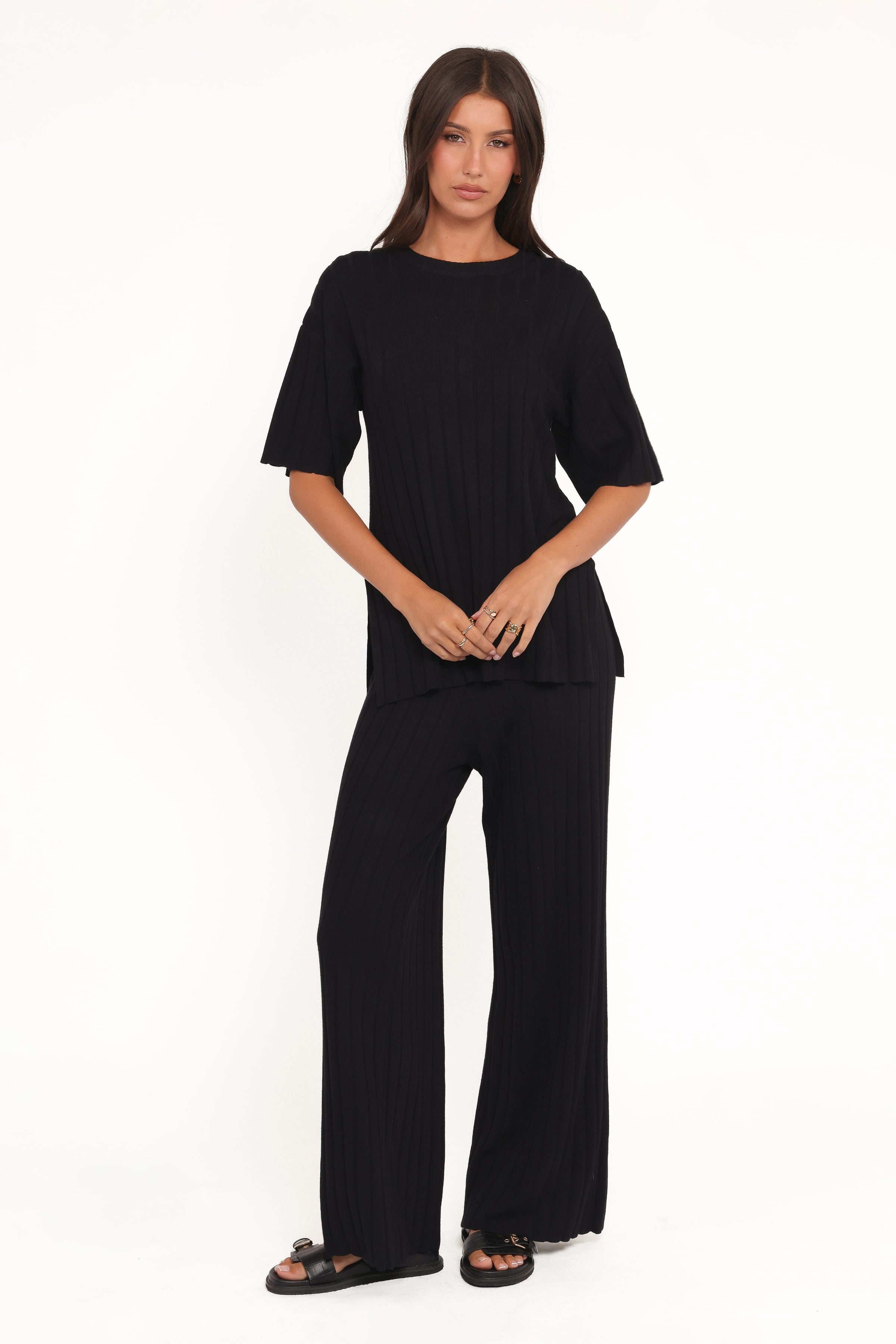 SETS Alix Ribbed Knit Set - Black