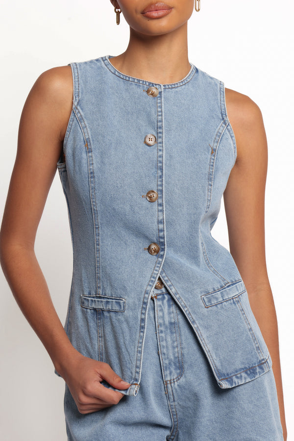 SETS Almana Denim Short Set - Medium Blue