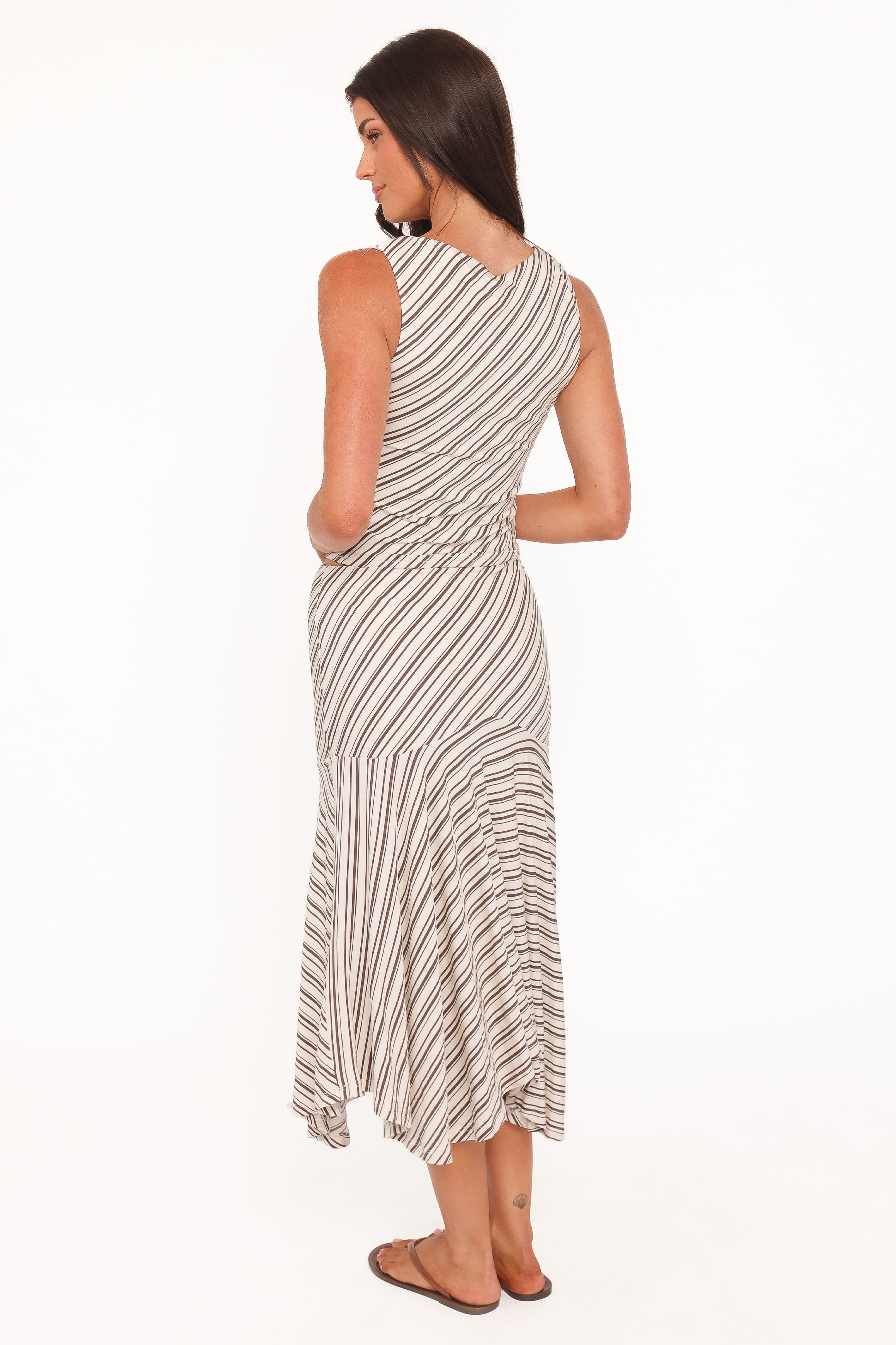 SETS Amber Skirt Set - Cream/Brown Stripe
