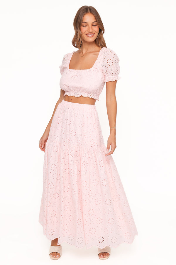 SETS Angelina Skirt Set - Pink Broiderie