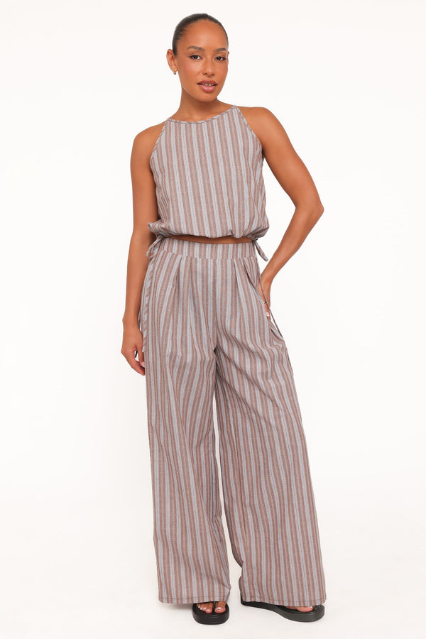 SETS Avire Pant Set - Beige Blue Stripe