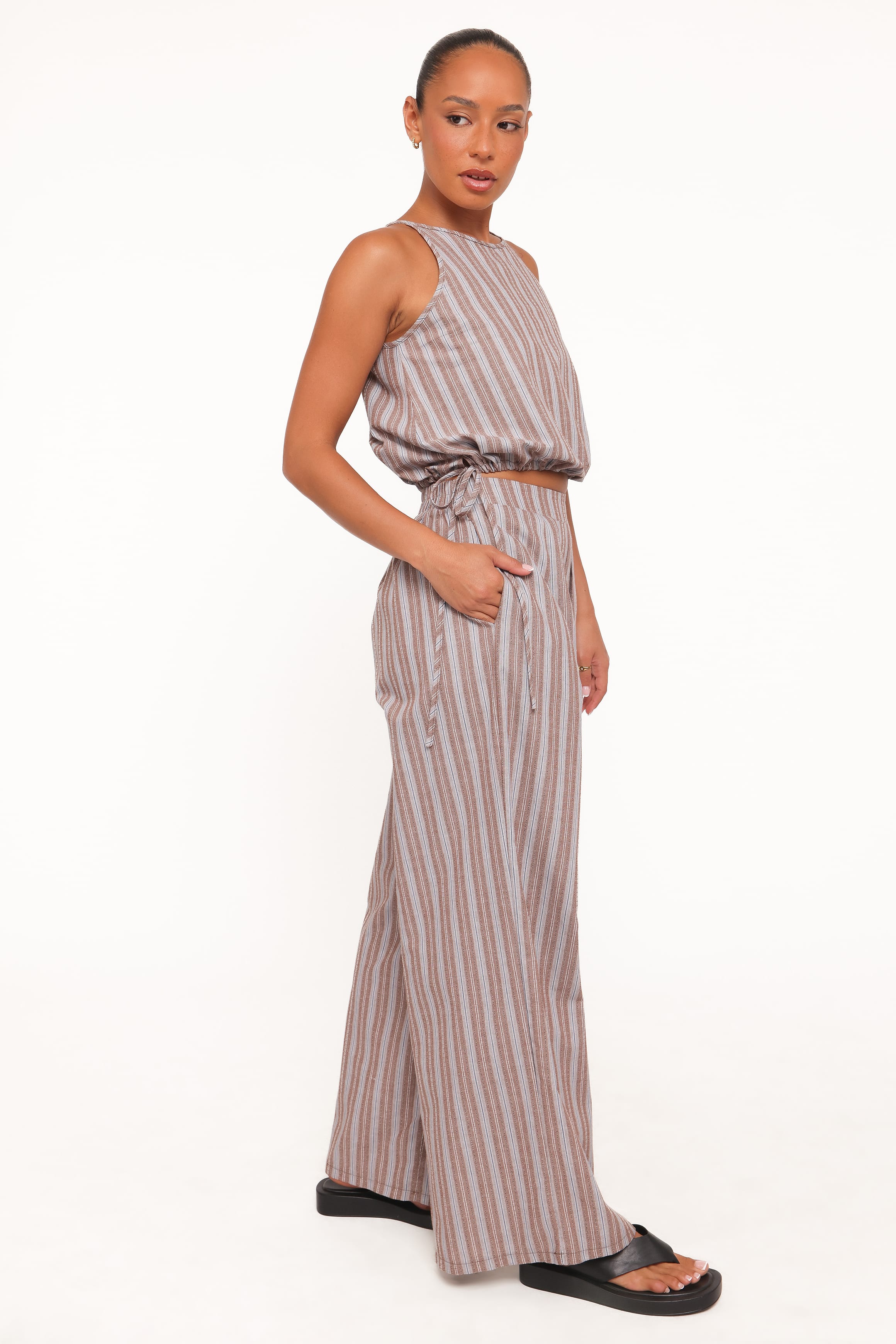 SETS Avire Pant Set - Beige Blue Stripe