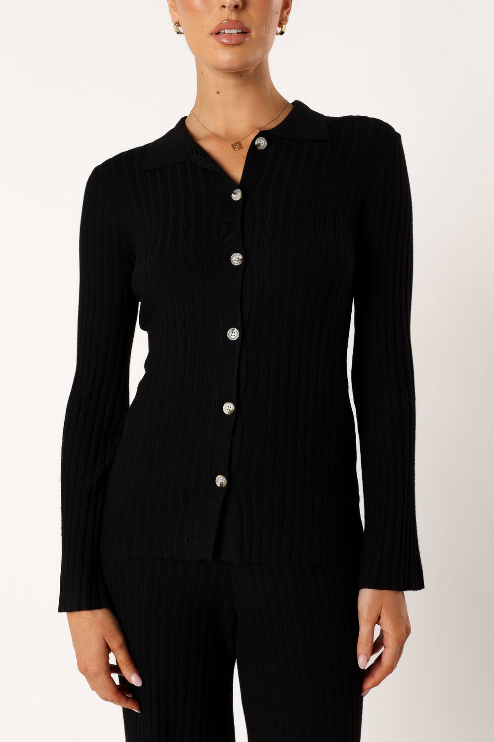 Aylia Ribbed Knit Set - Black - Petal & Pup