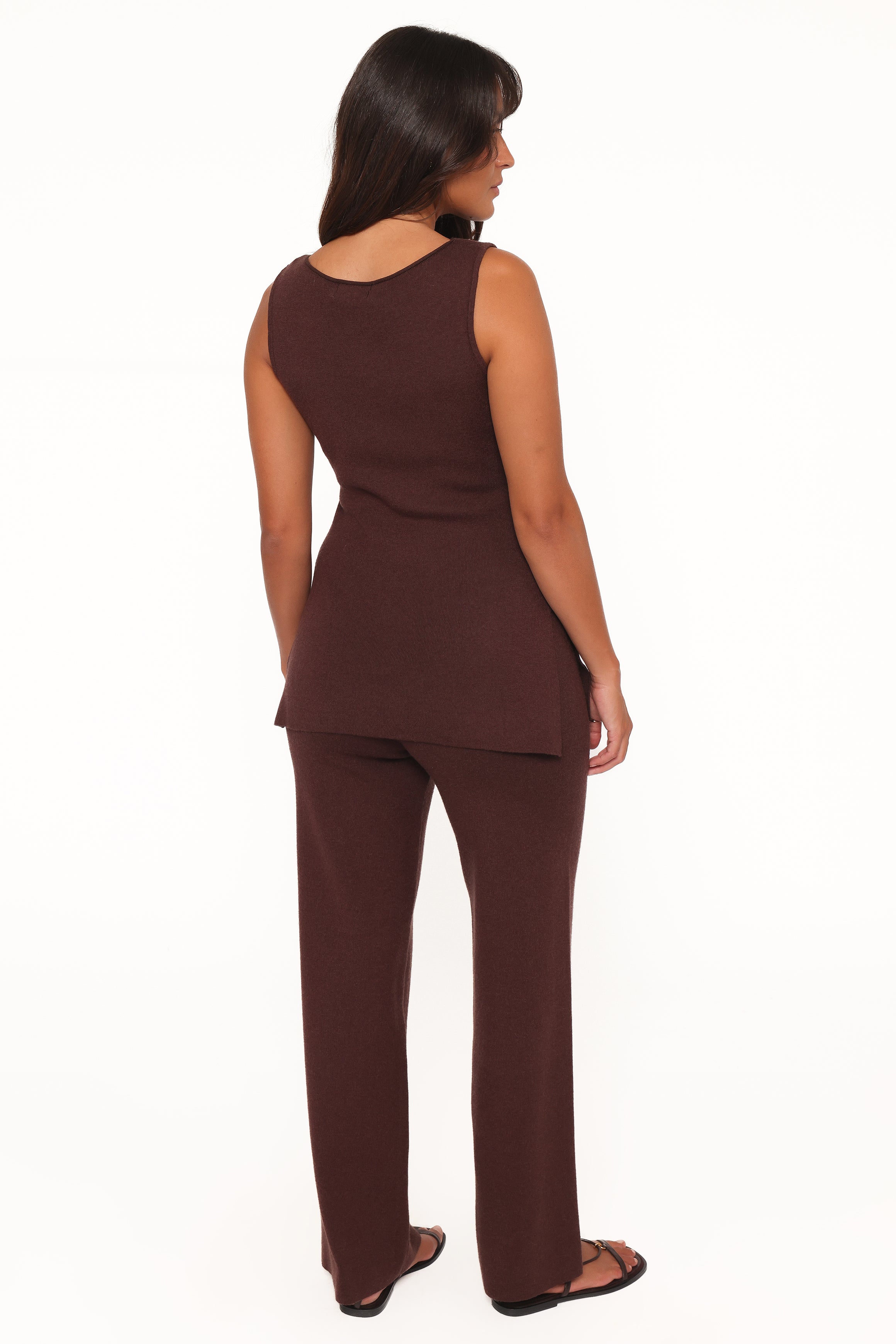 SETS Beth Knitted Pant Set - Chocolate