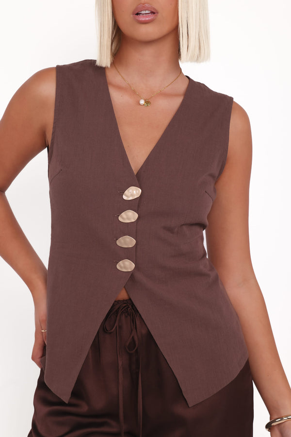 SETS Bethany Satin Pant Set - Brown