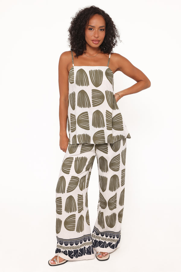 SETS Brianna Pant Set - Green Palm Print