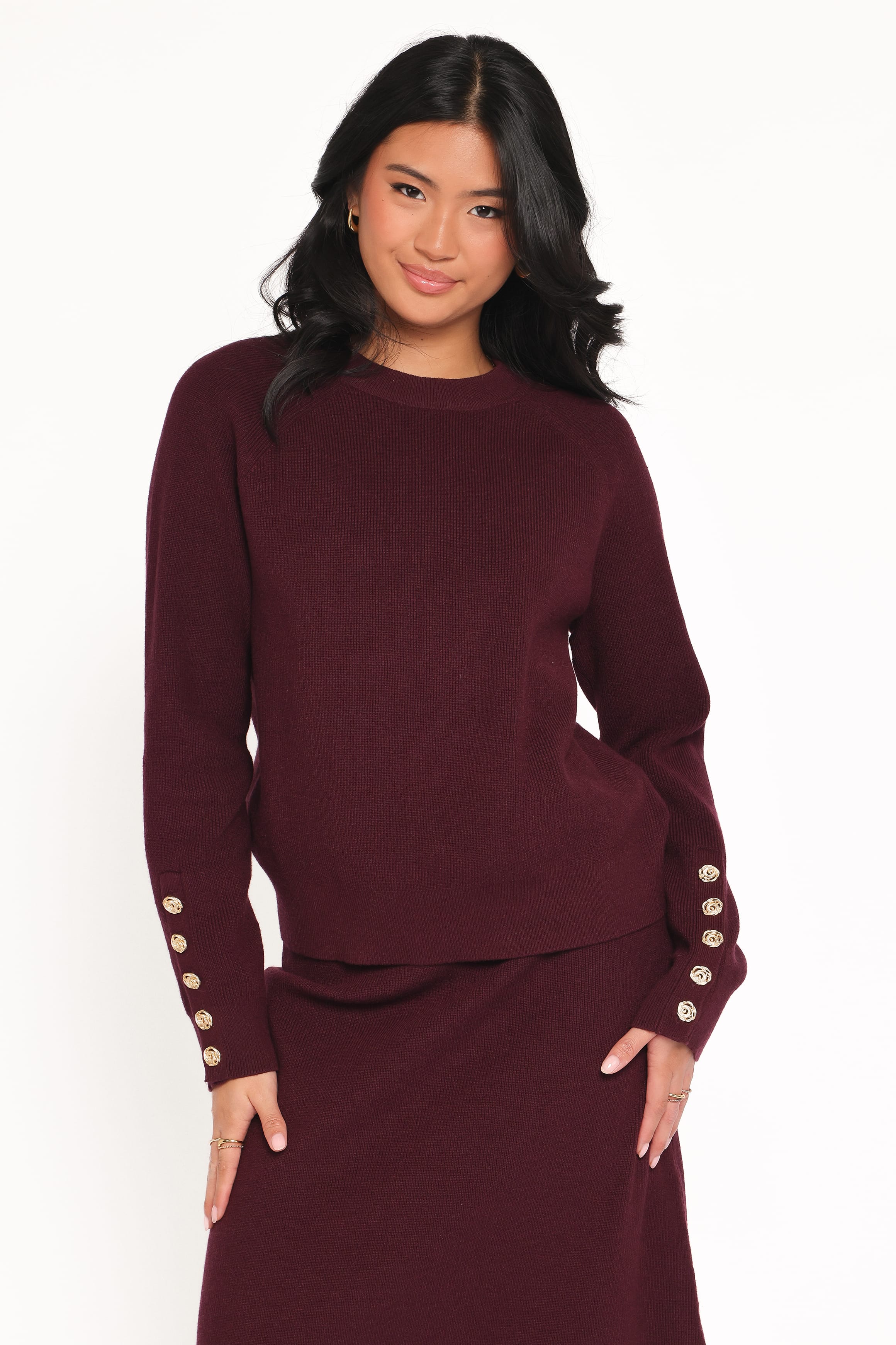 SETS Bridget Maxi Skirt Sweater Set - Maroon