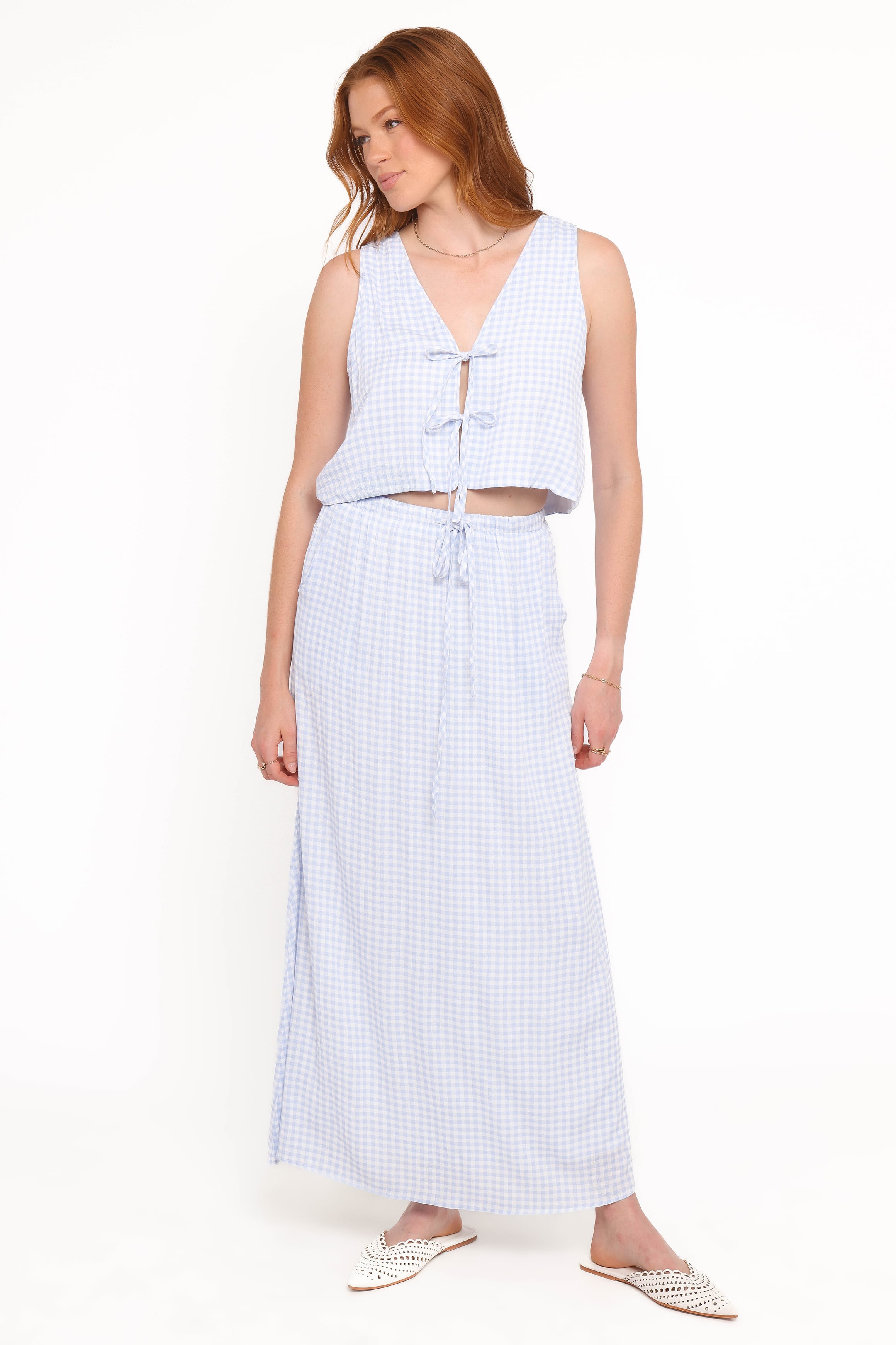 SETS Captie Cotton Skirt Set - Blue Gingham