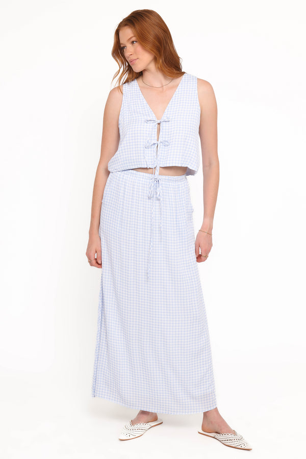 SETS Captie Cotton Skirt Set - Blue Gingham