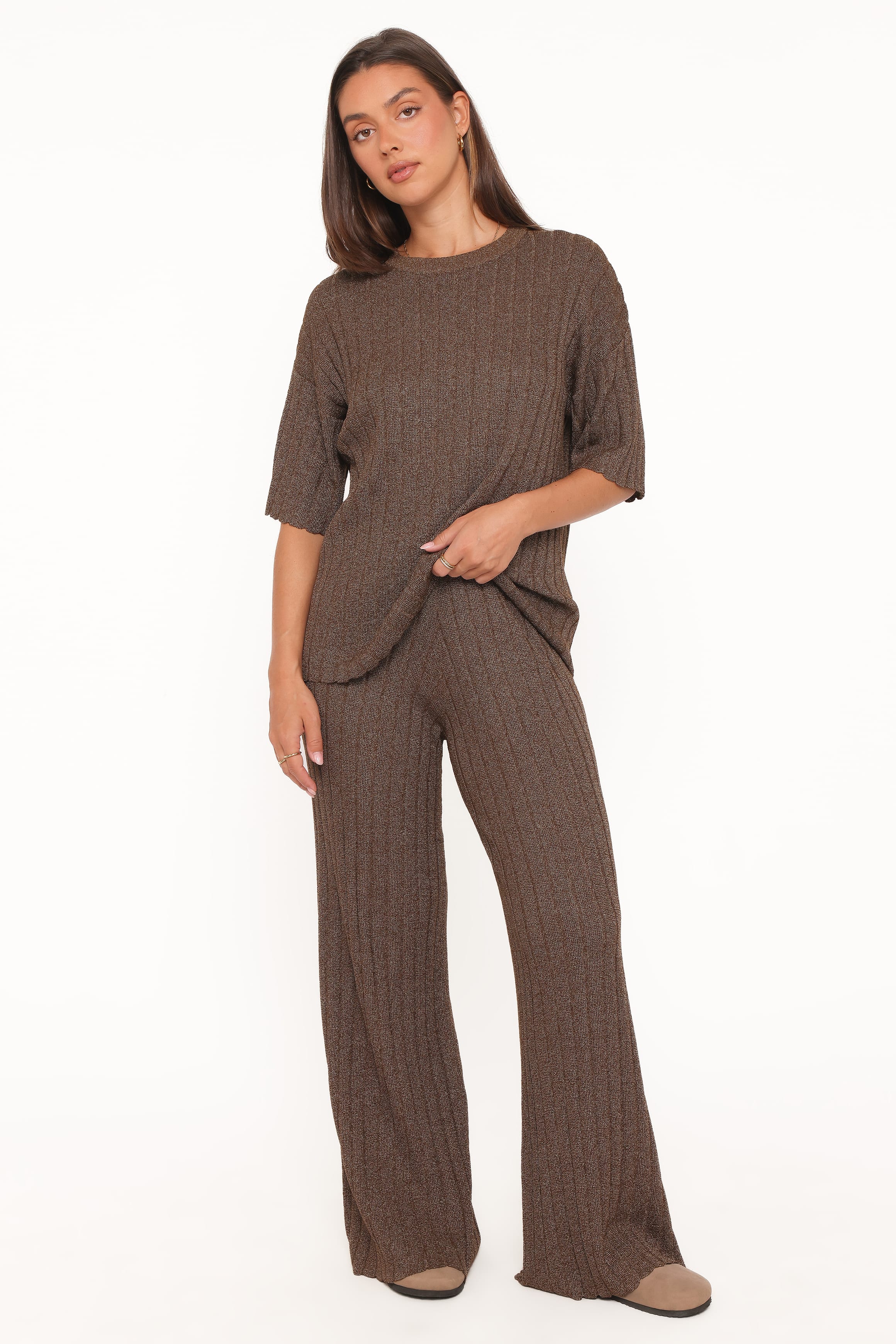 SETS Cherish Knitted Pant Set - Brown