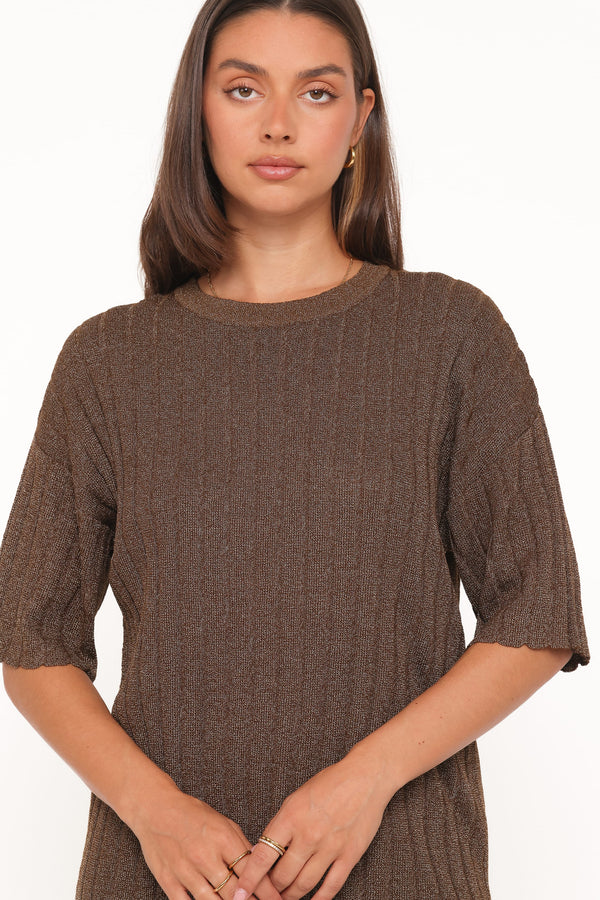 SETS Cherish Knitted Pant Set - Brown