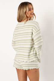 SETS @Christina Knit Set - Sage Stripe