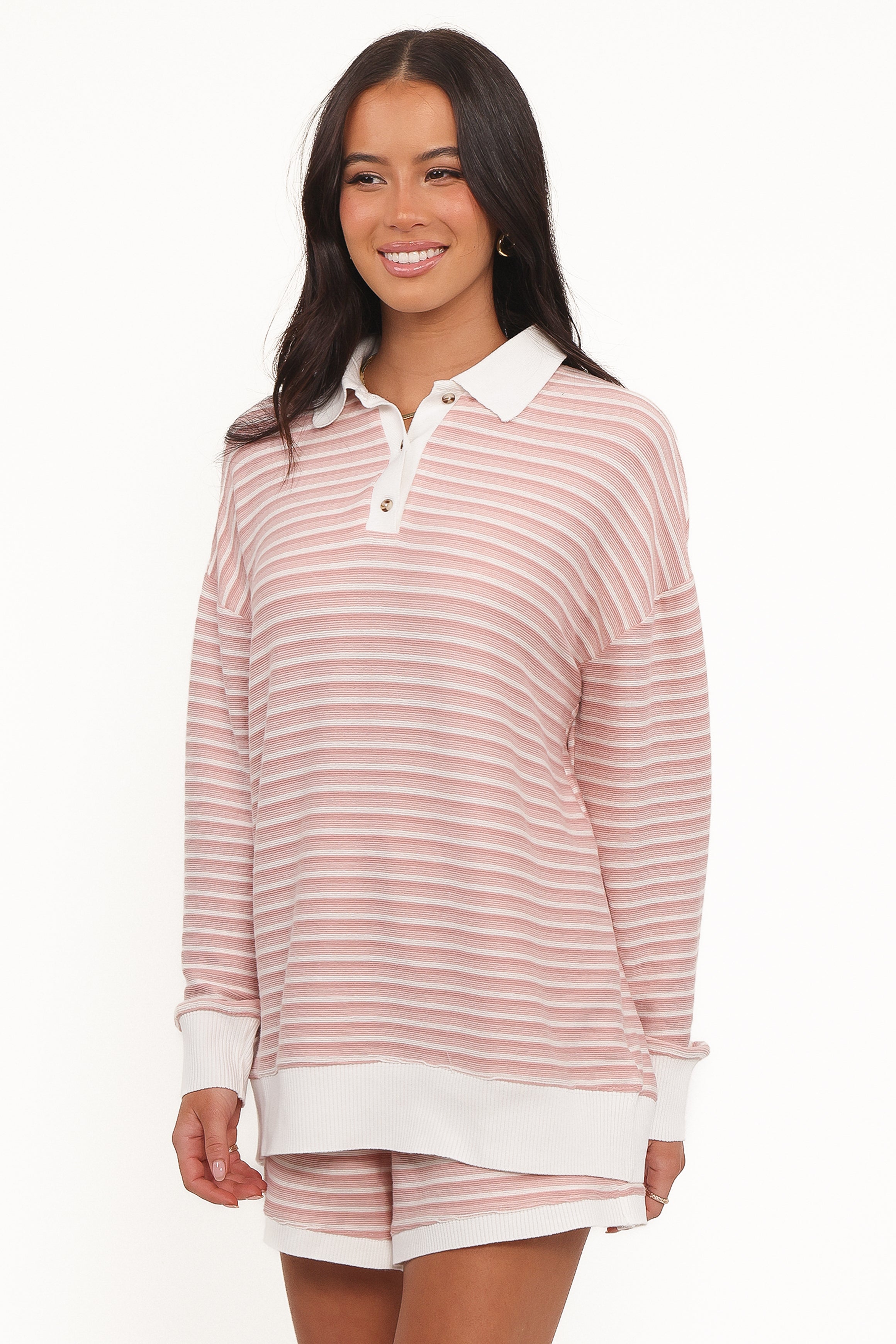 SETS Dealia Knit Short Set - Pink Stripe