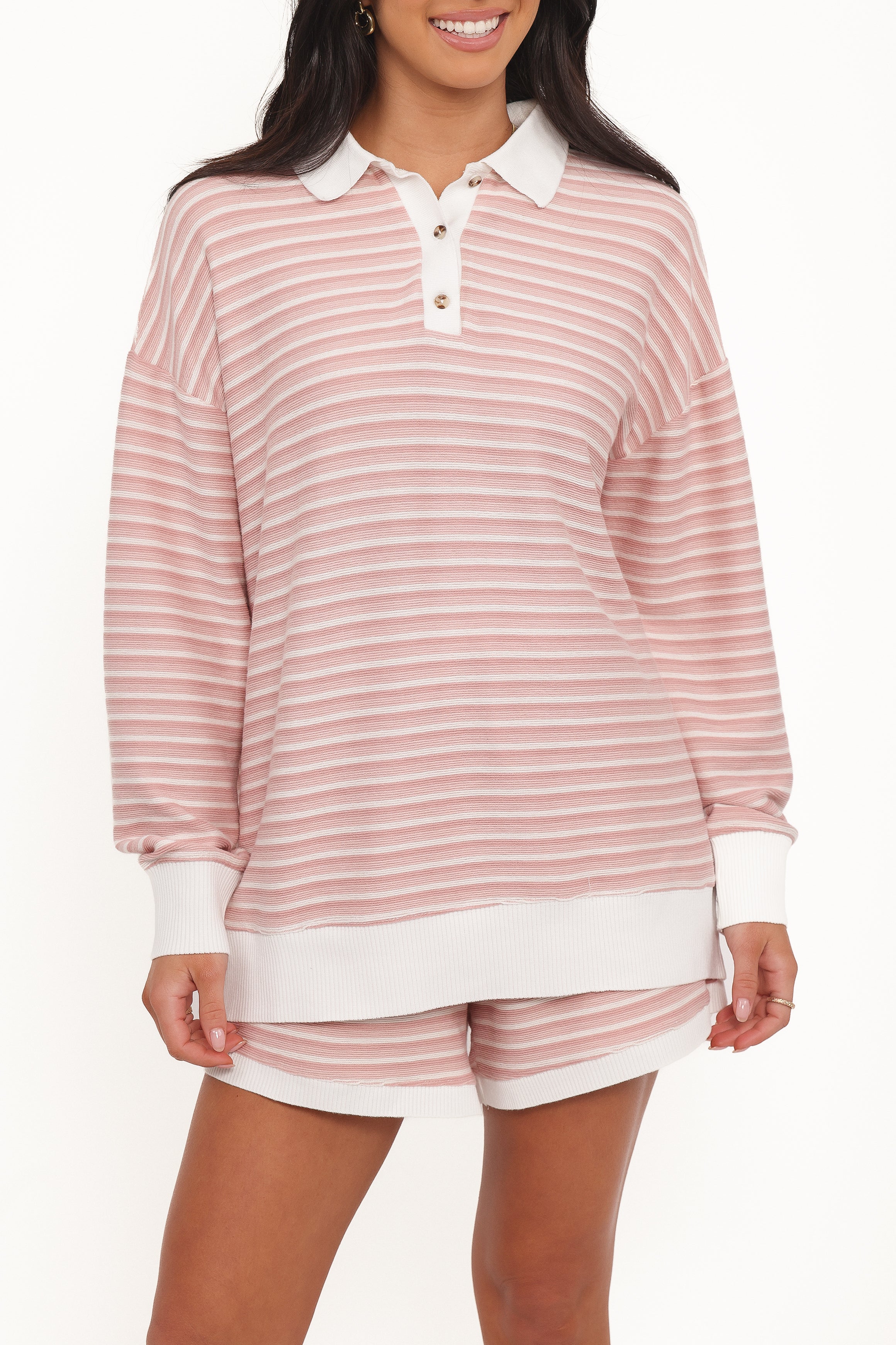 SETS Dealia Knit Short Set - Pink Stripe