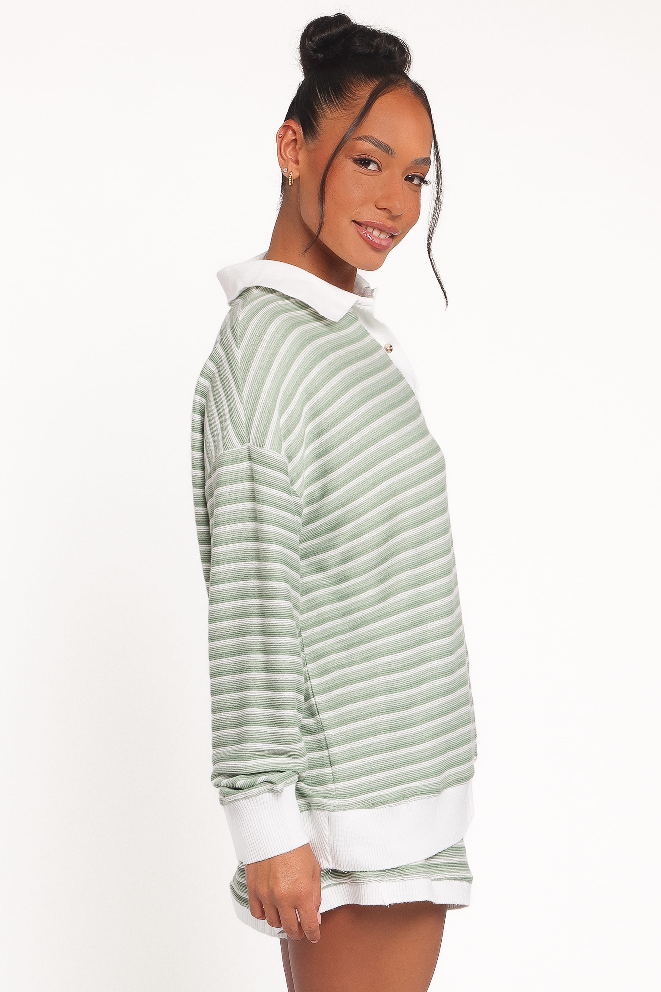 SETS Dealia Knit Short Set - Sage Stripe