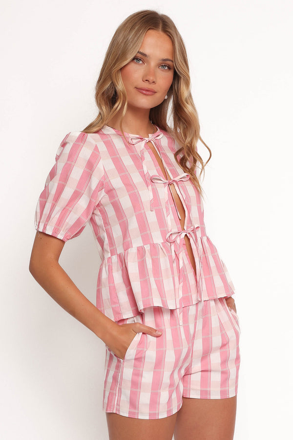 SETS Deborah Short Set - Pink Gingham