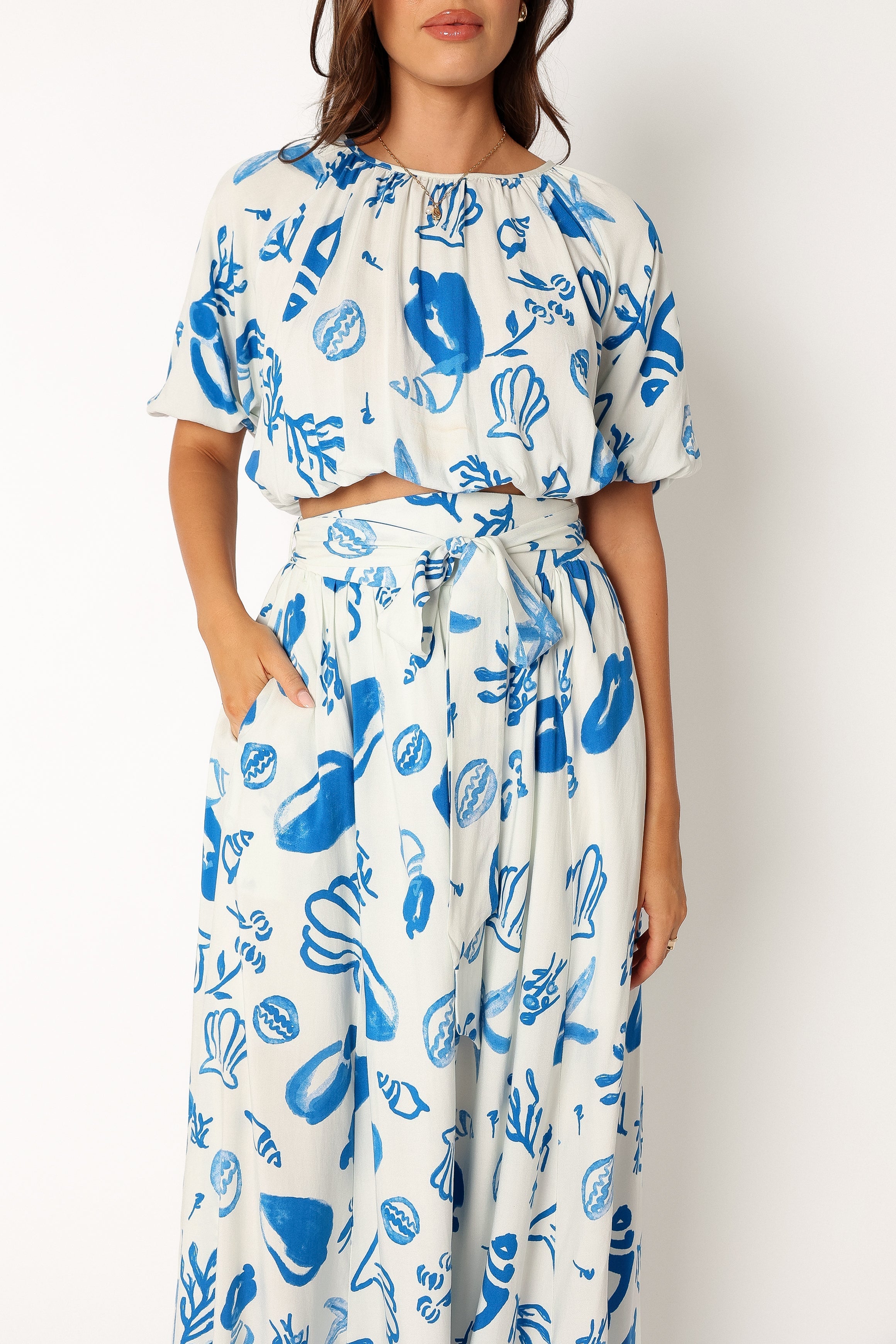 SETS @Delilah Skirt Set - White Blue