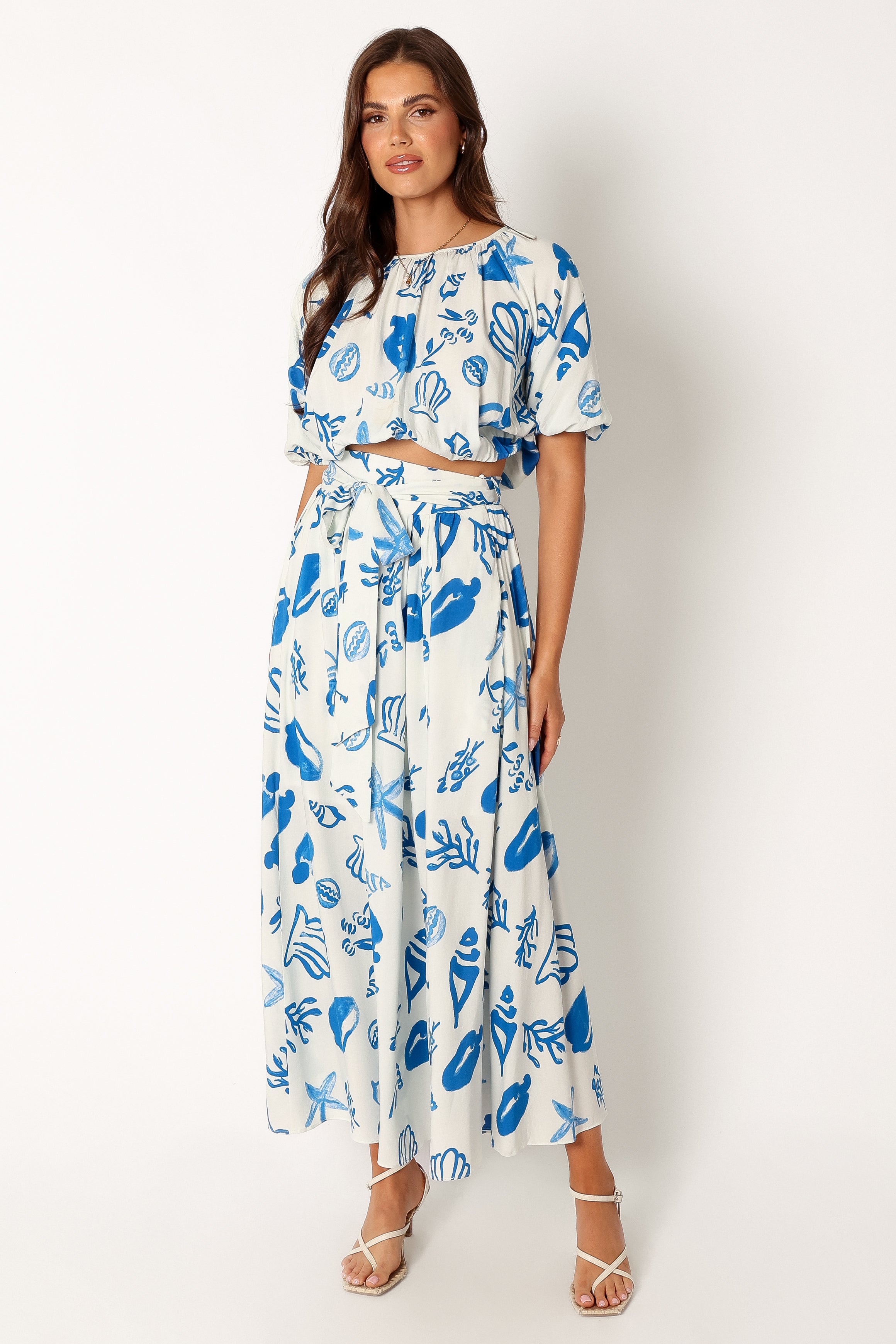 SETS @Delilah Skirt Set - White Blue