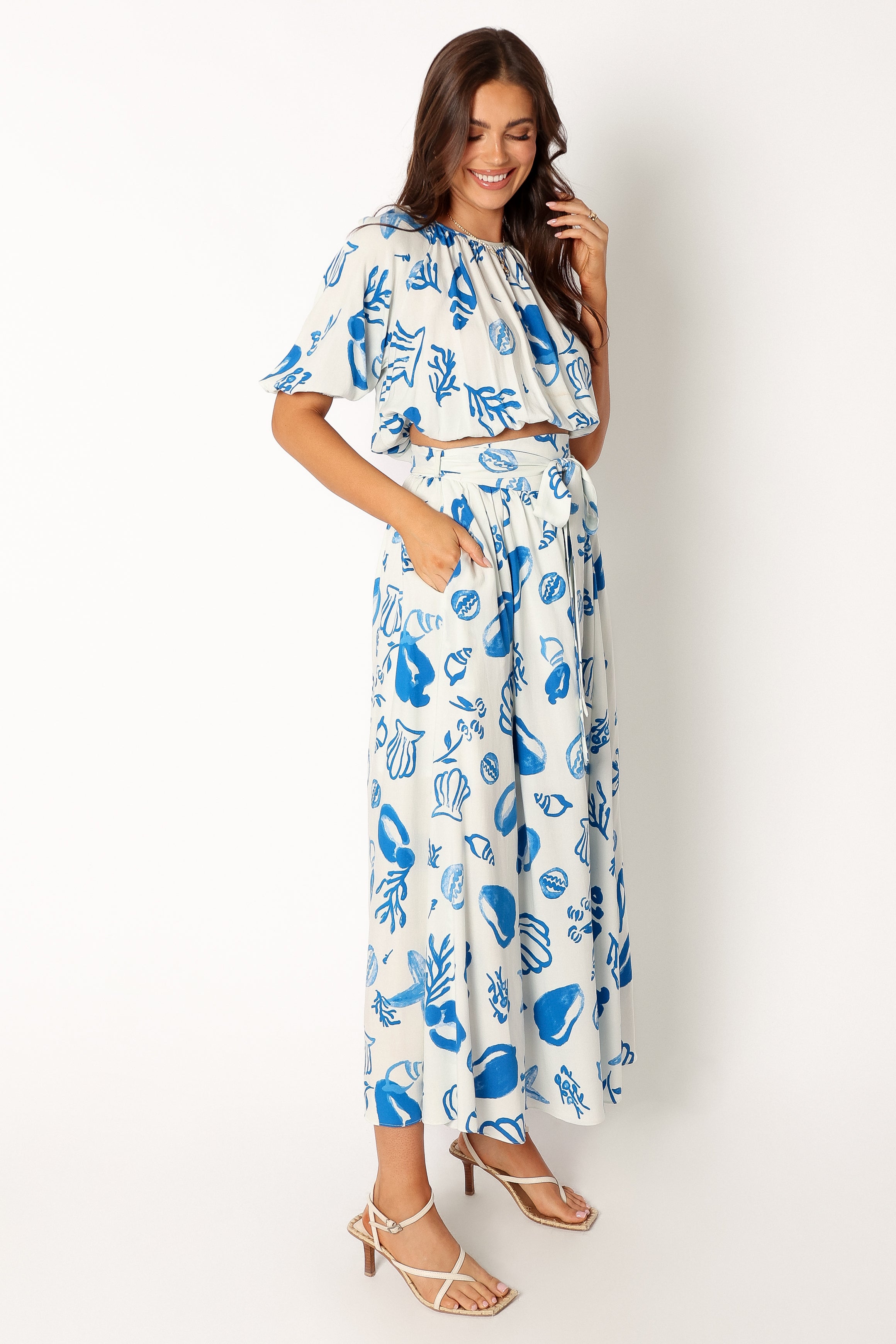 SETS @Delilah Skirt Set - White Blue