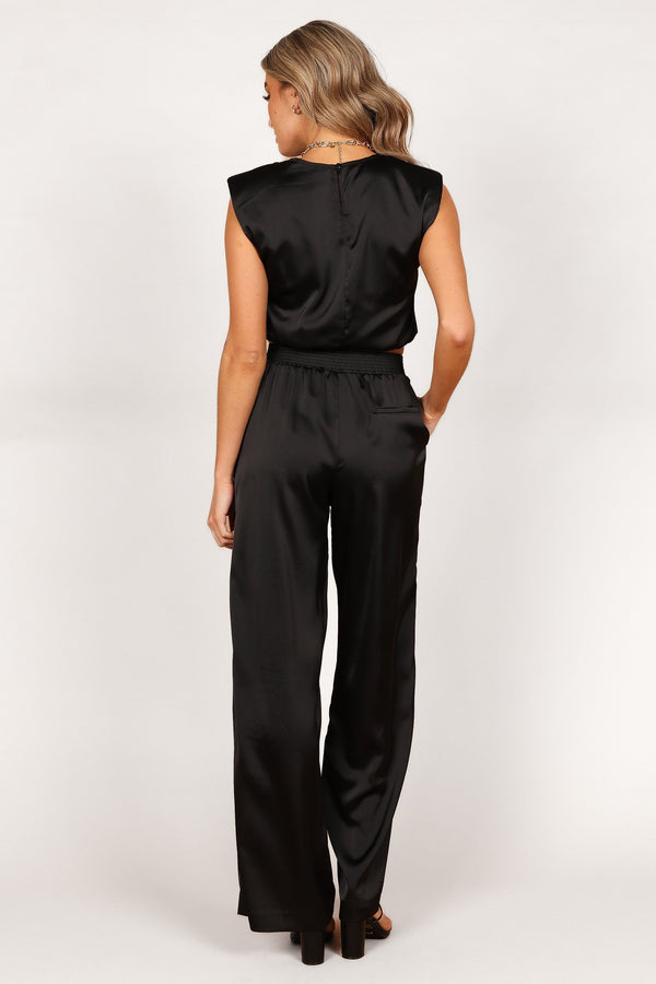 SETS Elia Crop Top and Palazzo Pant Set- Black