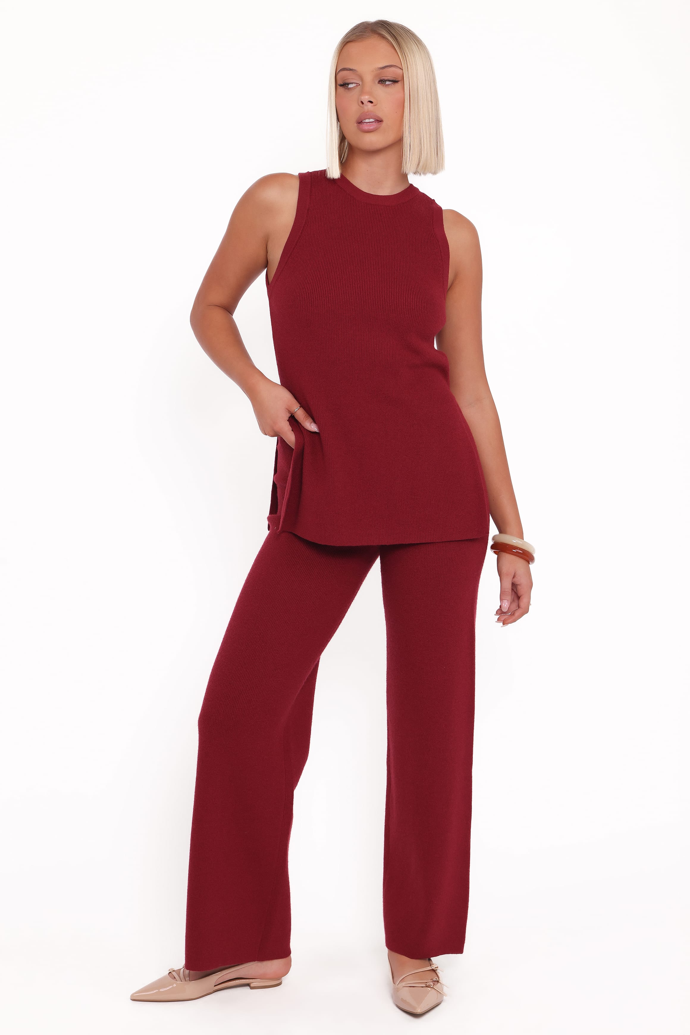 SETS Ellory Knitted Pants Set - Berry