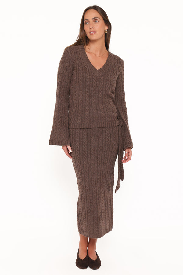 SETS Everett Cable Knit Skirt Set - Chocolate