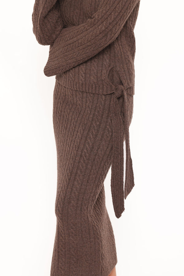 SETS Everett Cable Knit Skirt Set - Chocolate