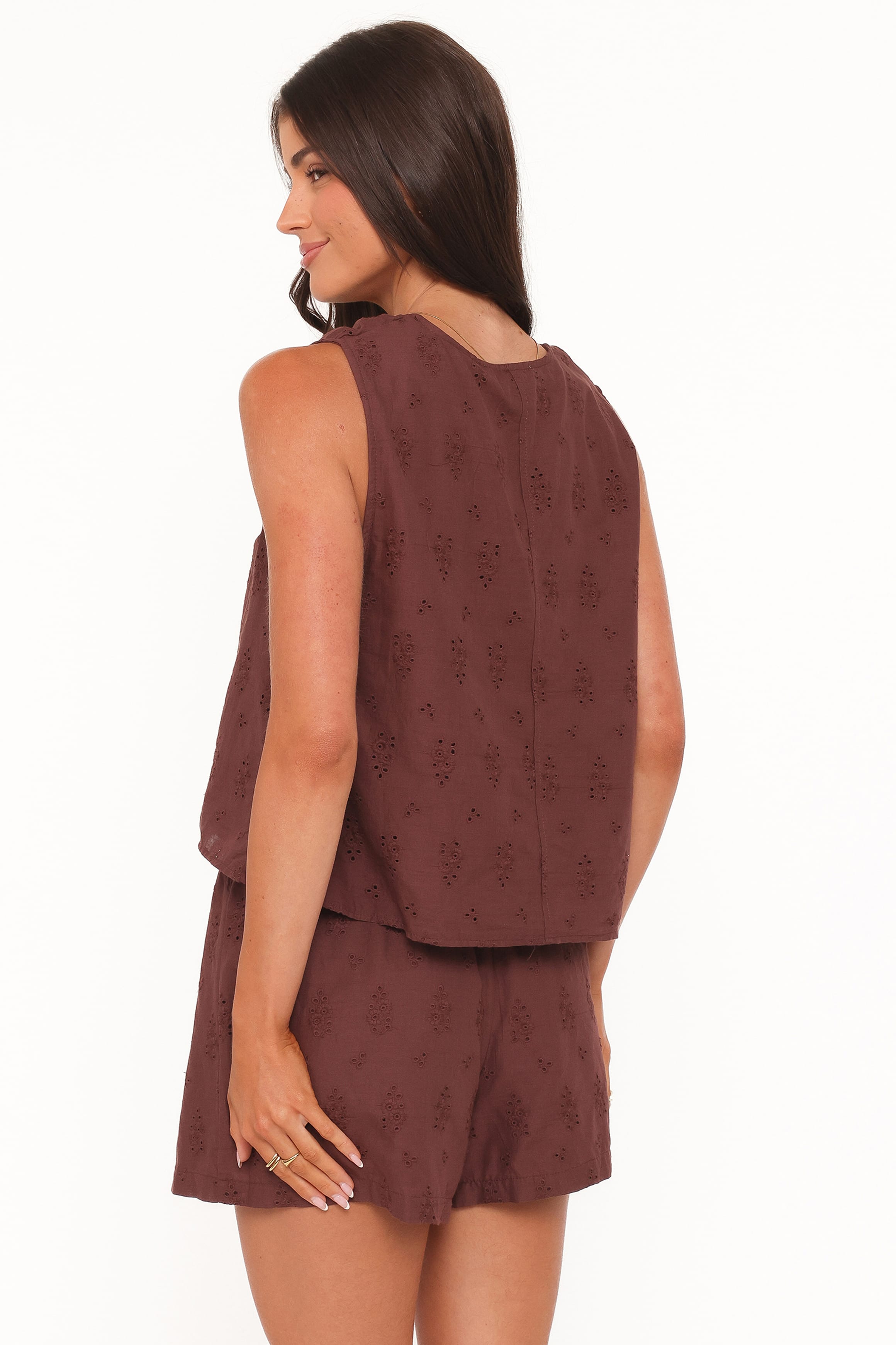 SETS Faela Short Set - Brown Broderie