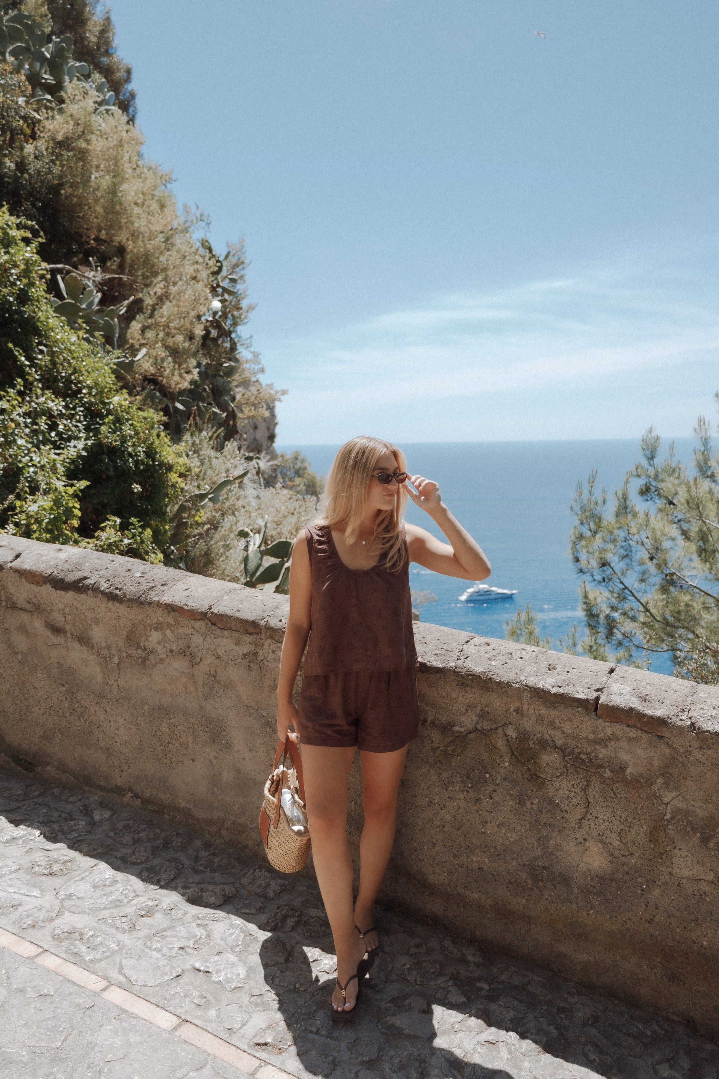 SETS Faela Short Set - Brown Broderie