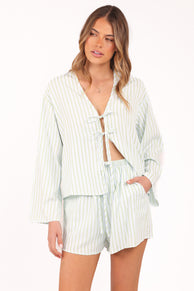 SETS Flynn Short Set - Green Blue Stripe