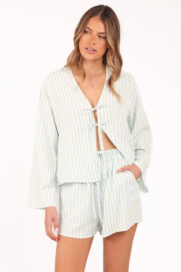 SETS Flynn Short Set - Green Blue Stripe