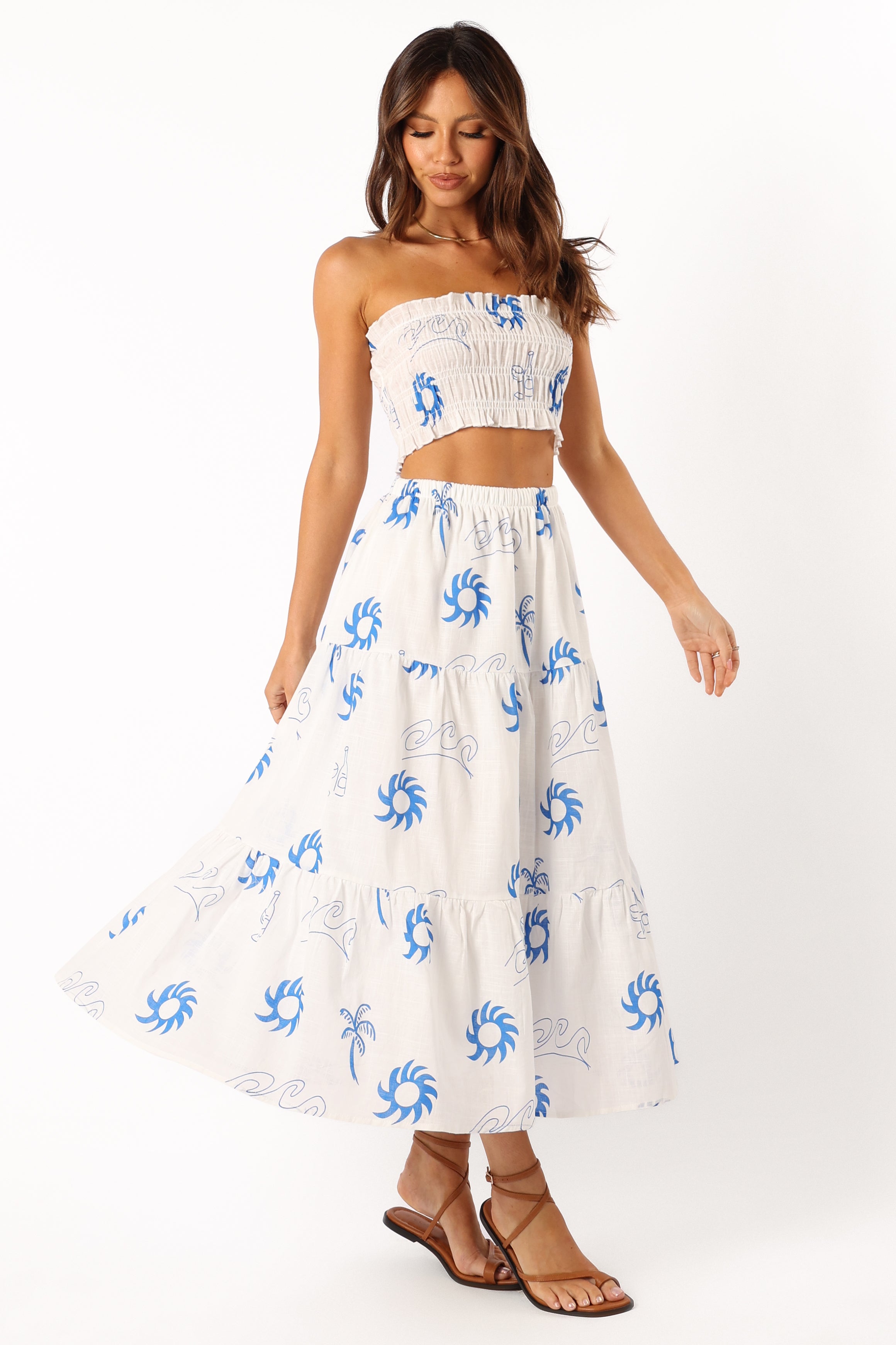 Francesca Two Piece Set White Blue