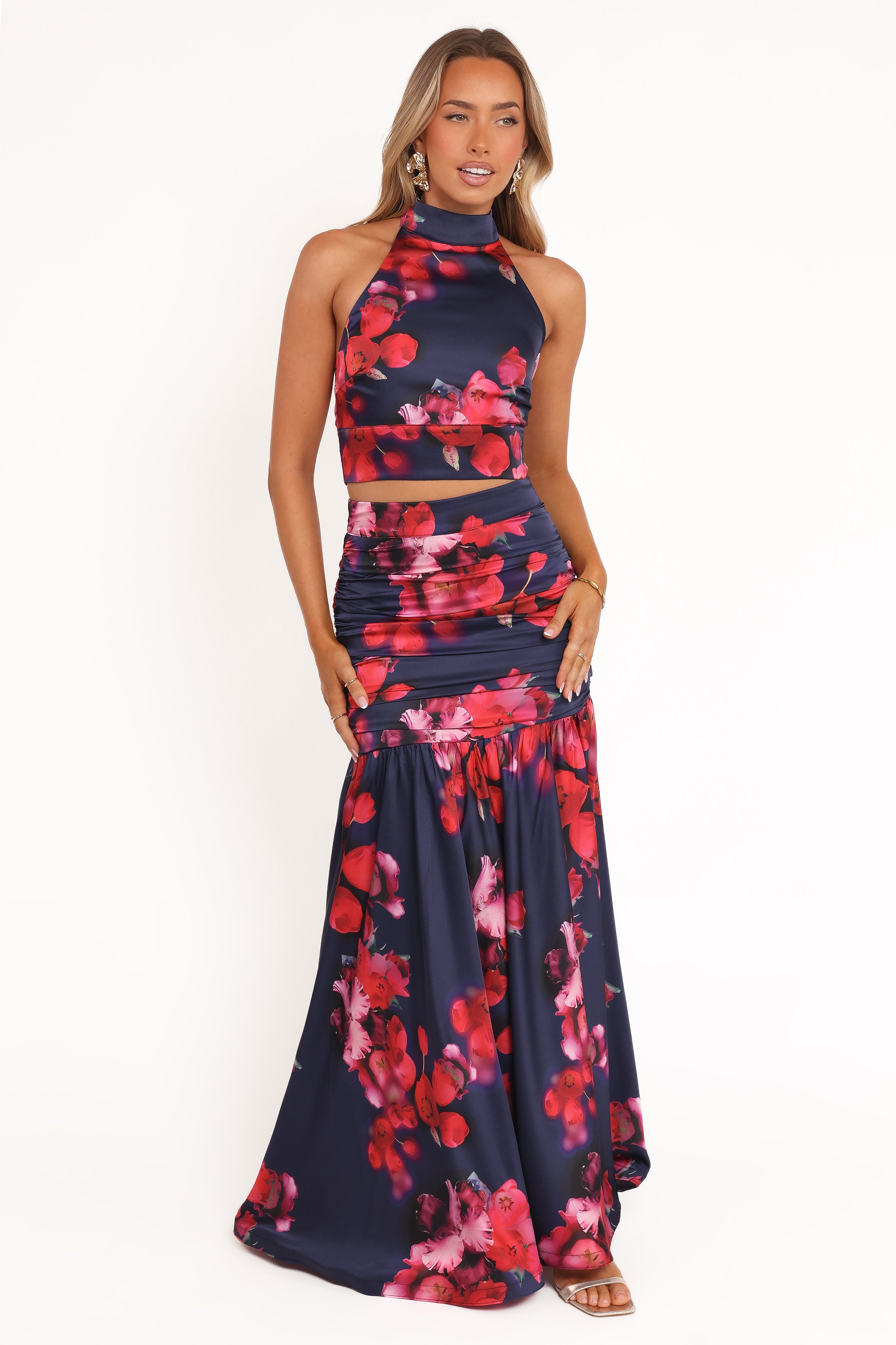 SETS Freda Halter Skirt Set - Navy Floral