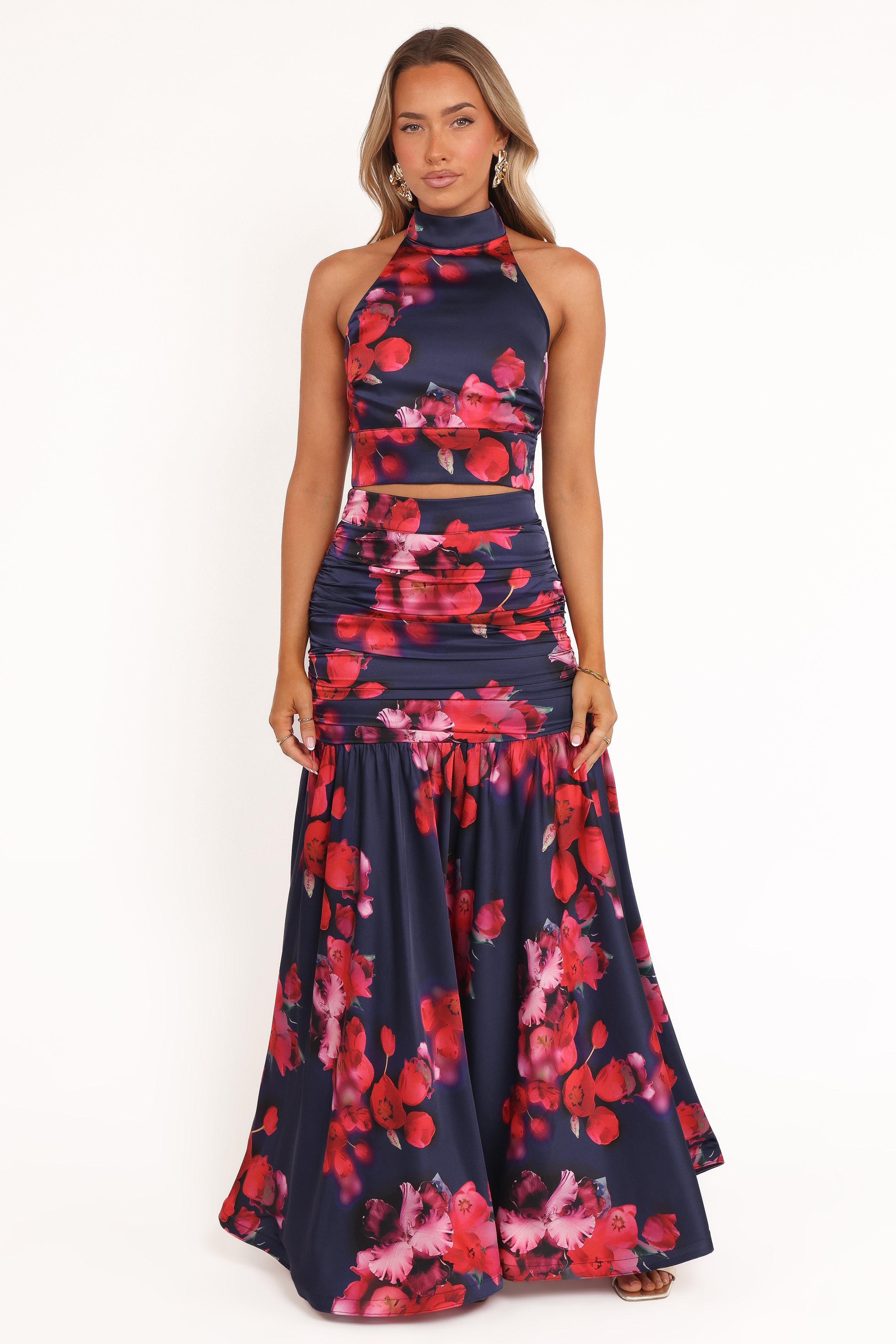 SETS Freda Halter Skirt Set - Navy Floral