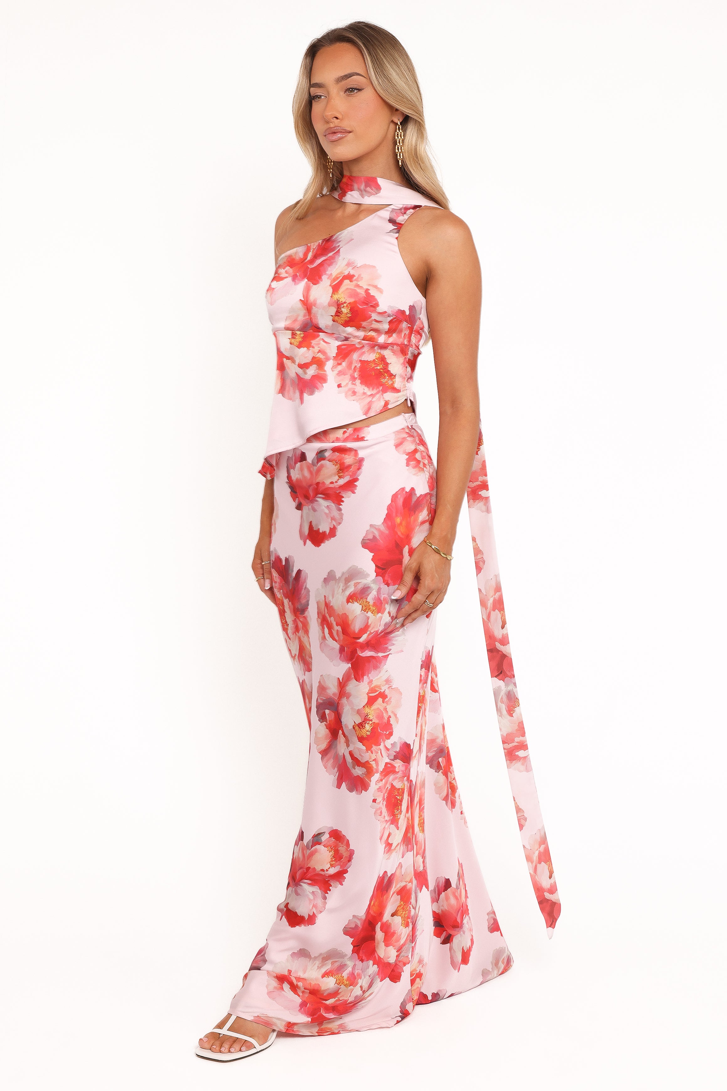 SETS Georgina One Shoulder Skirt Set - Pink Peony