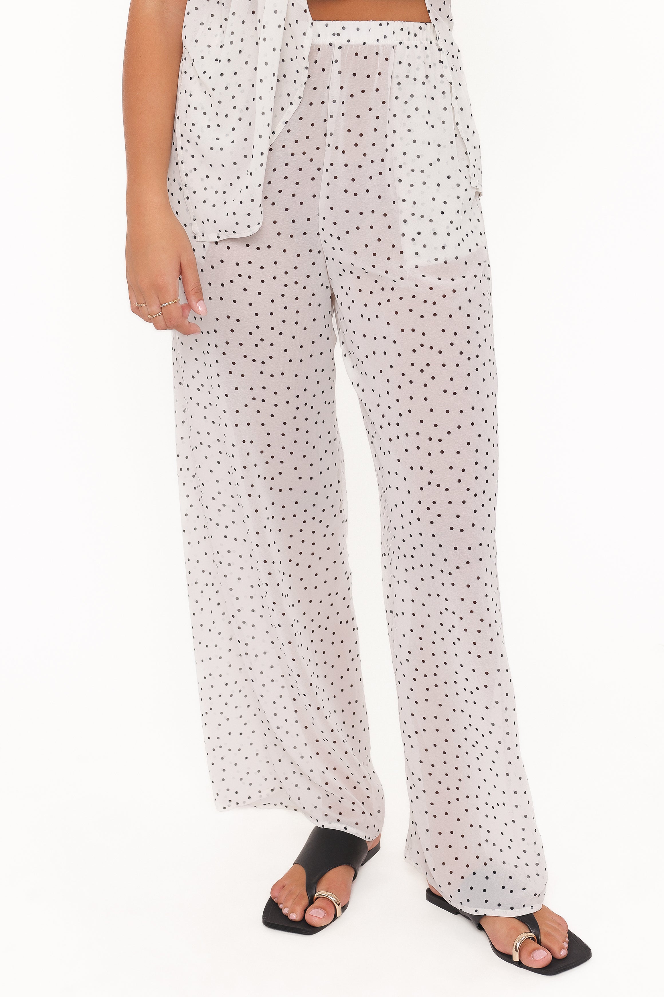 SETS Hazel Pant Set - Cream Polka Dot