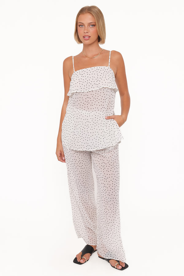 SETS Hazel Pant Set - Cream Polka Dot