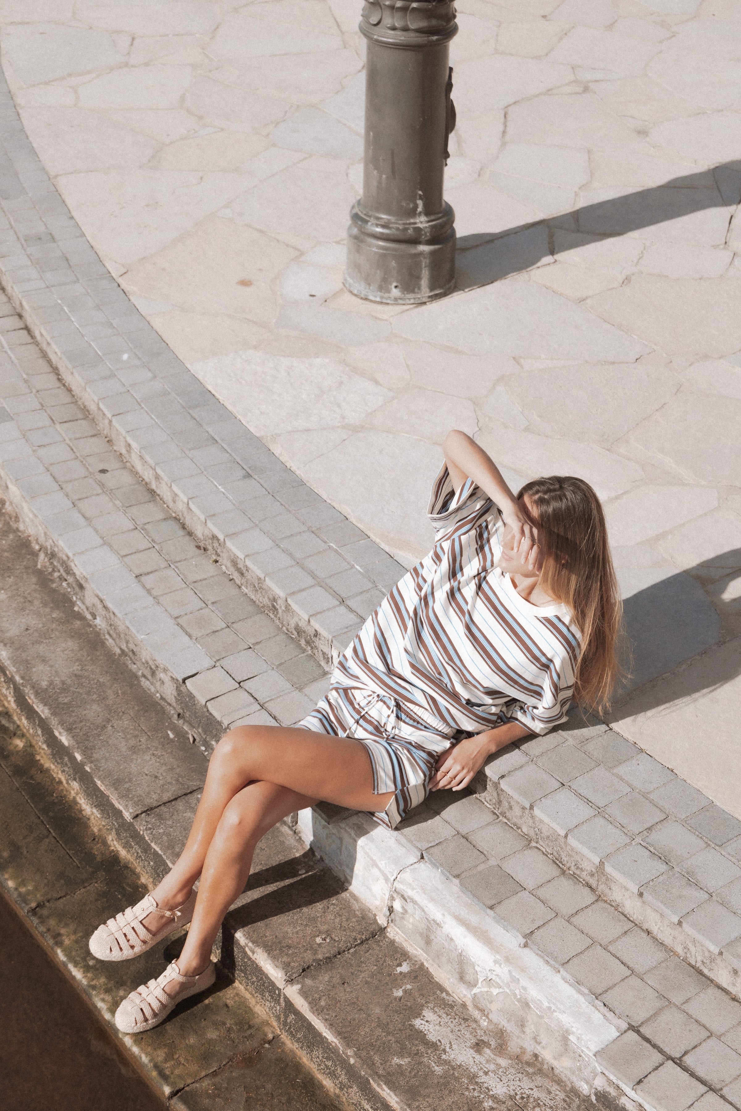 SETS Hellen Stripe Short Set - Brown Multi Stripe
