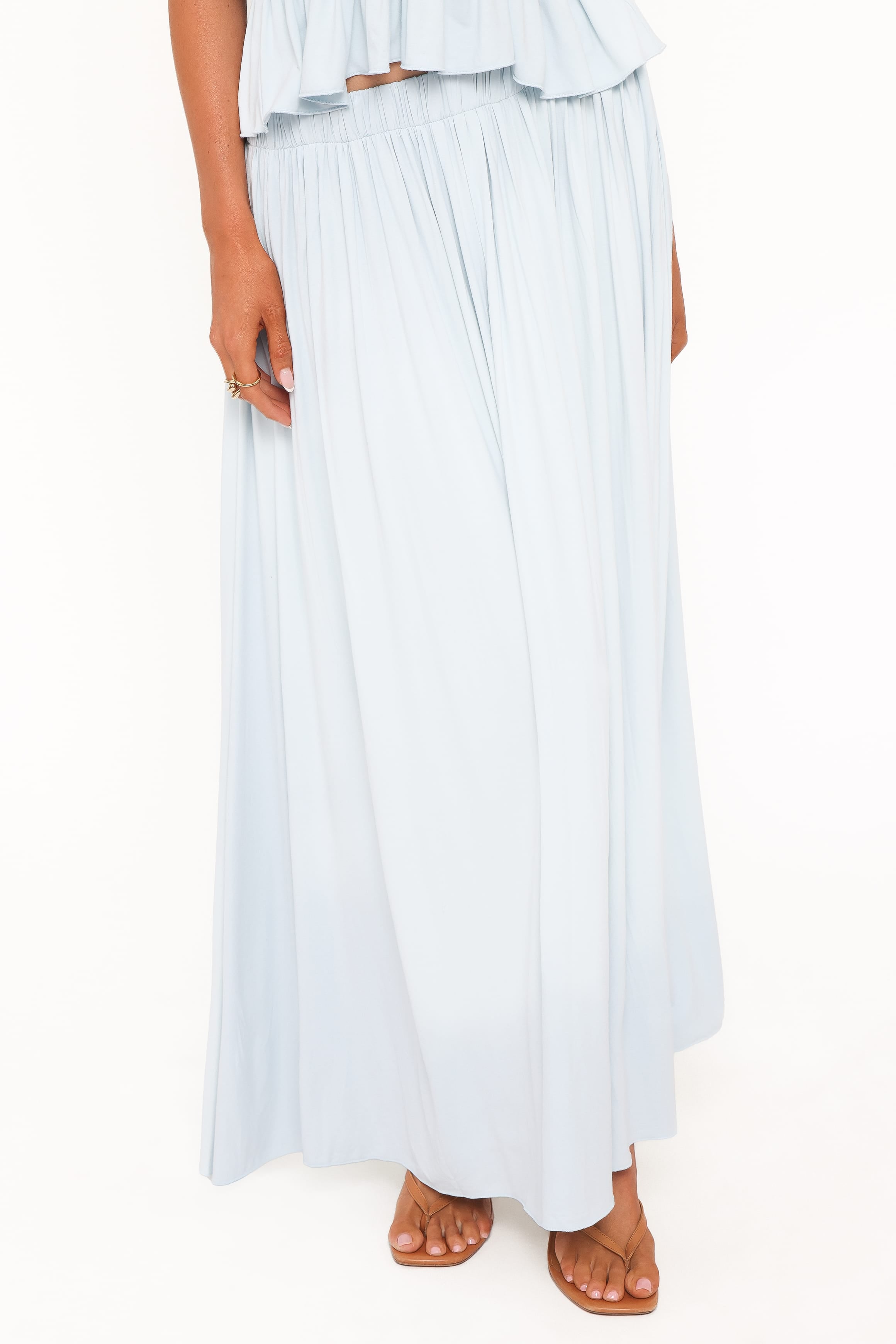 SETS Inara Gathered Jersey Skirt Set - Pale Blue