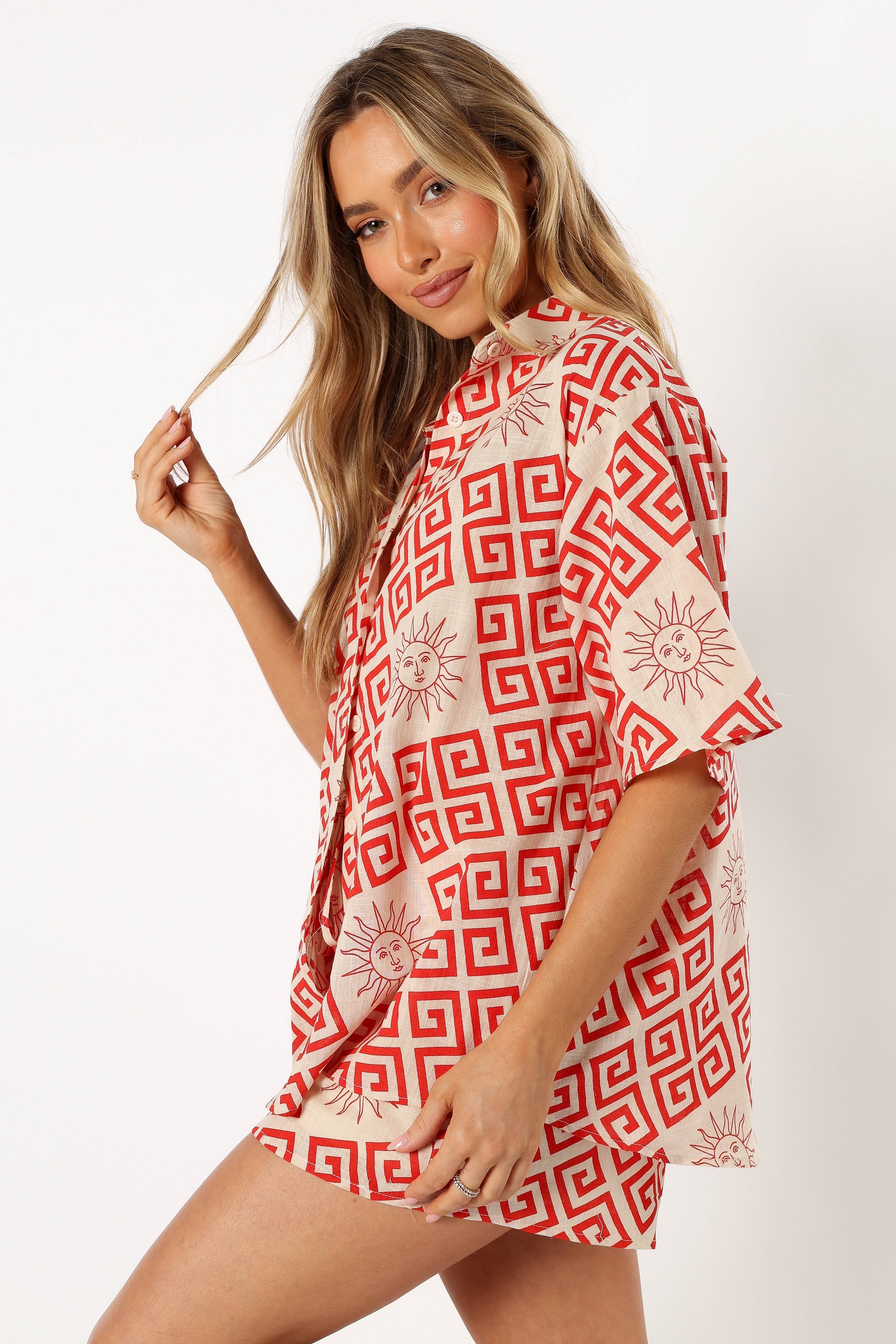 SETS @Isabella Short Set - Beige Red