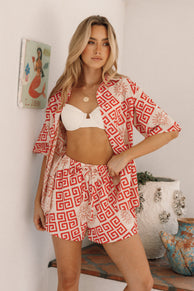 SETS @Isabella Short Set - Beige Red