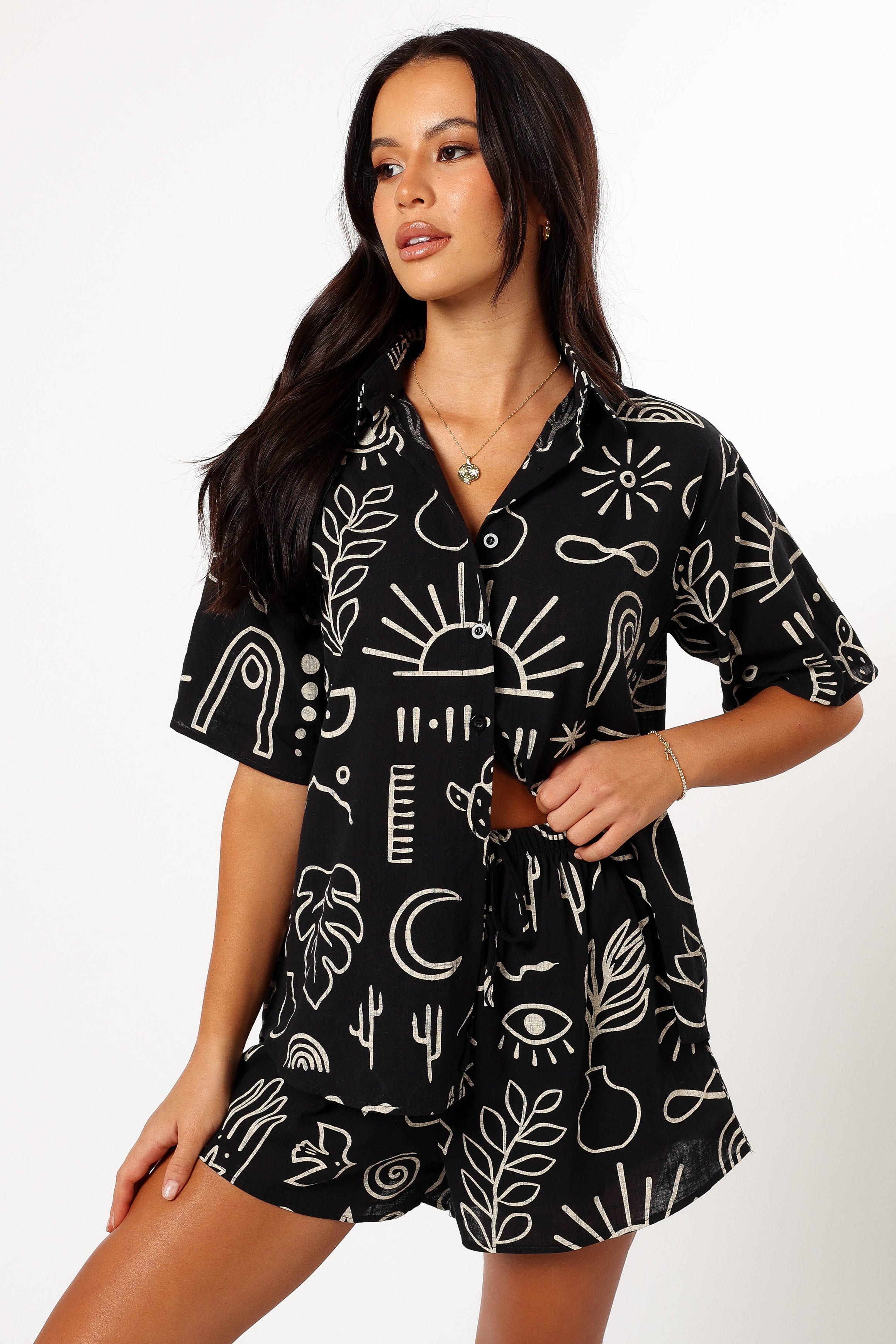 SETS @Isabella Short Set - Black Beige (Hold for Euro Summer)