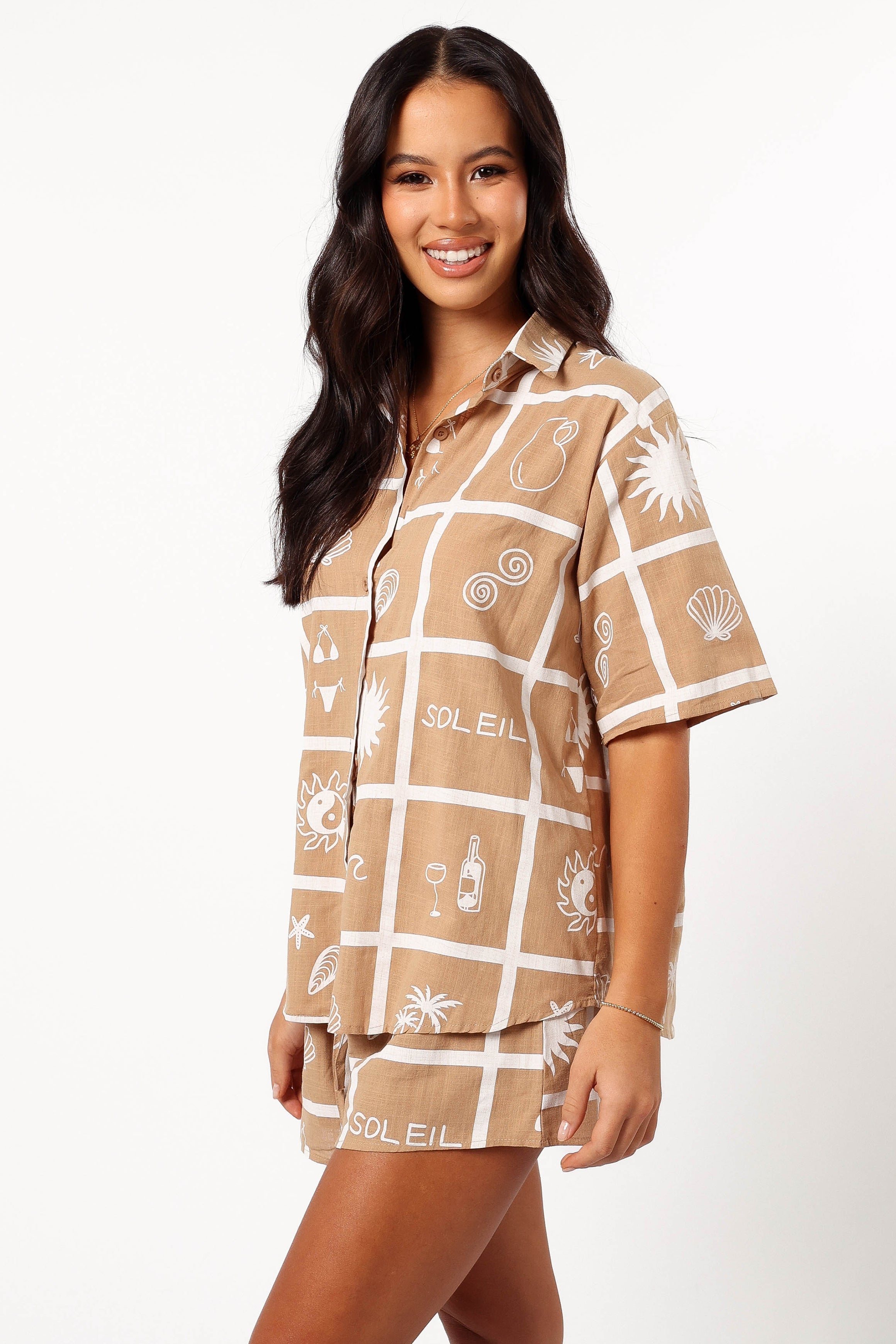 SETS @Isabella Short Set - Tan Soleil Print (Hold for Euro Summer)