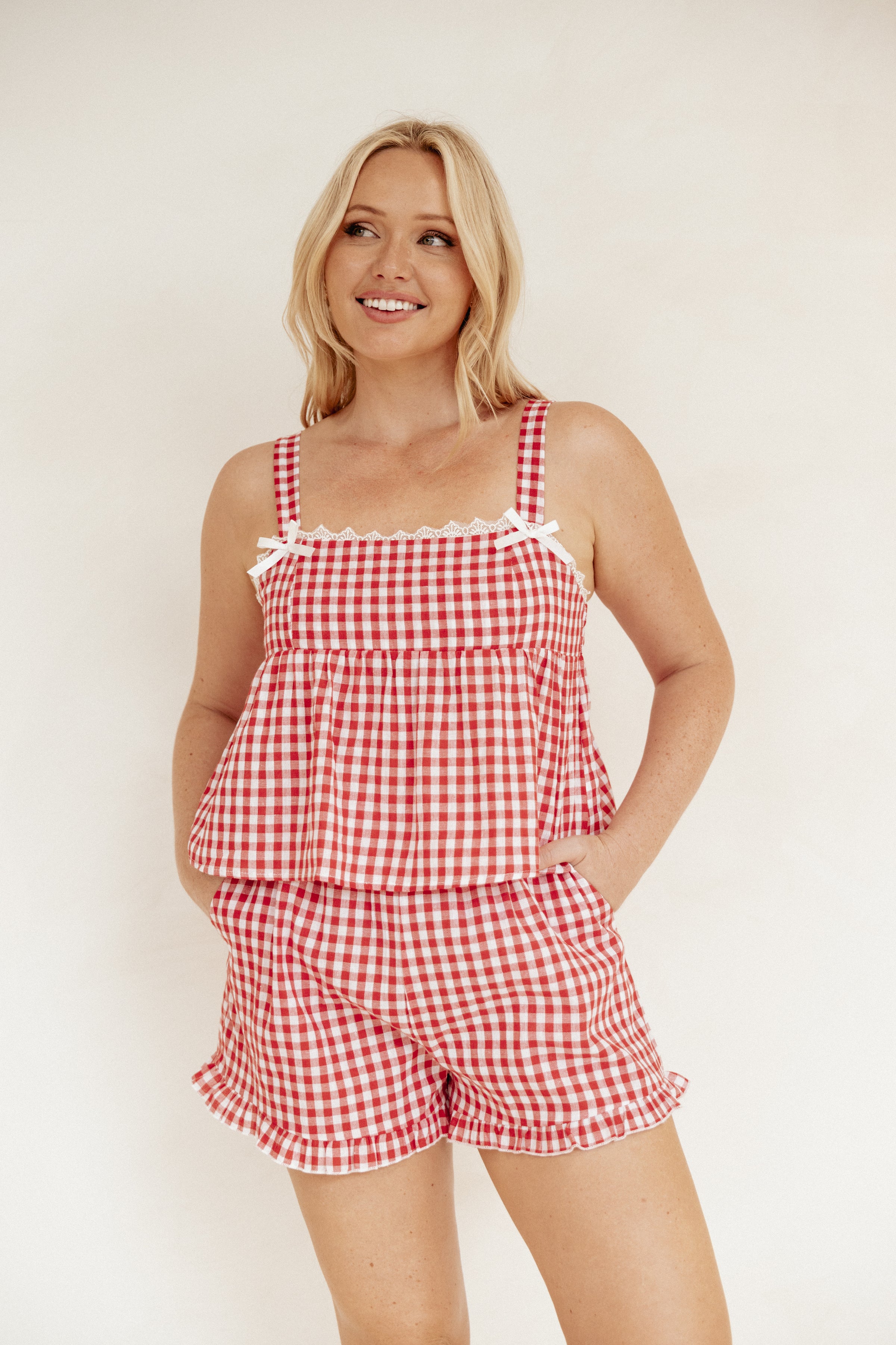 SETS Isidore Gingham Short Set - Red