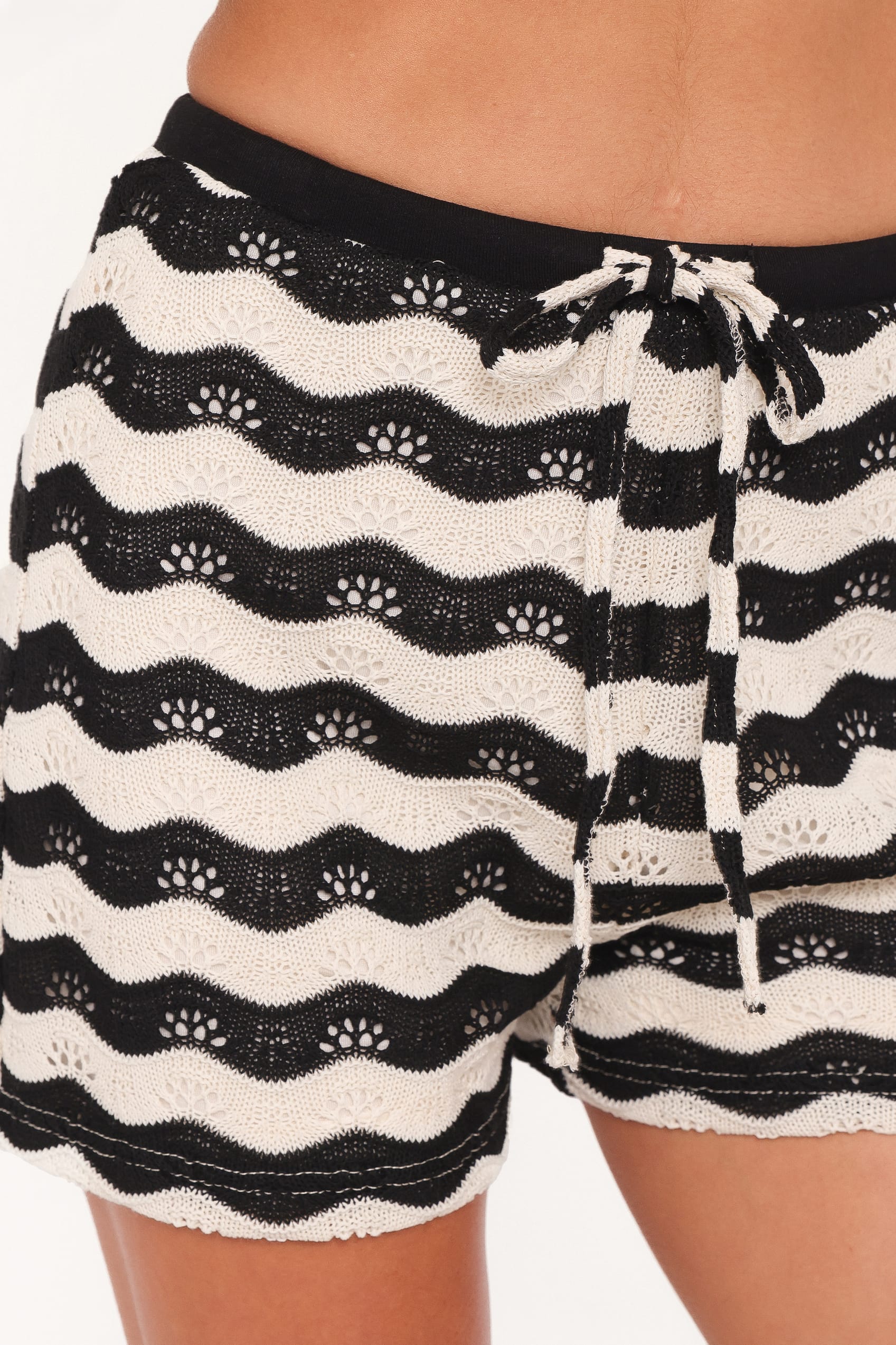 SETS Iveta Knit Short Set - Black/Cream Stripe